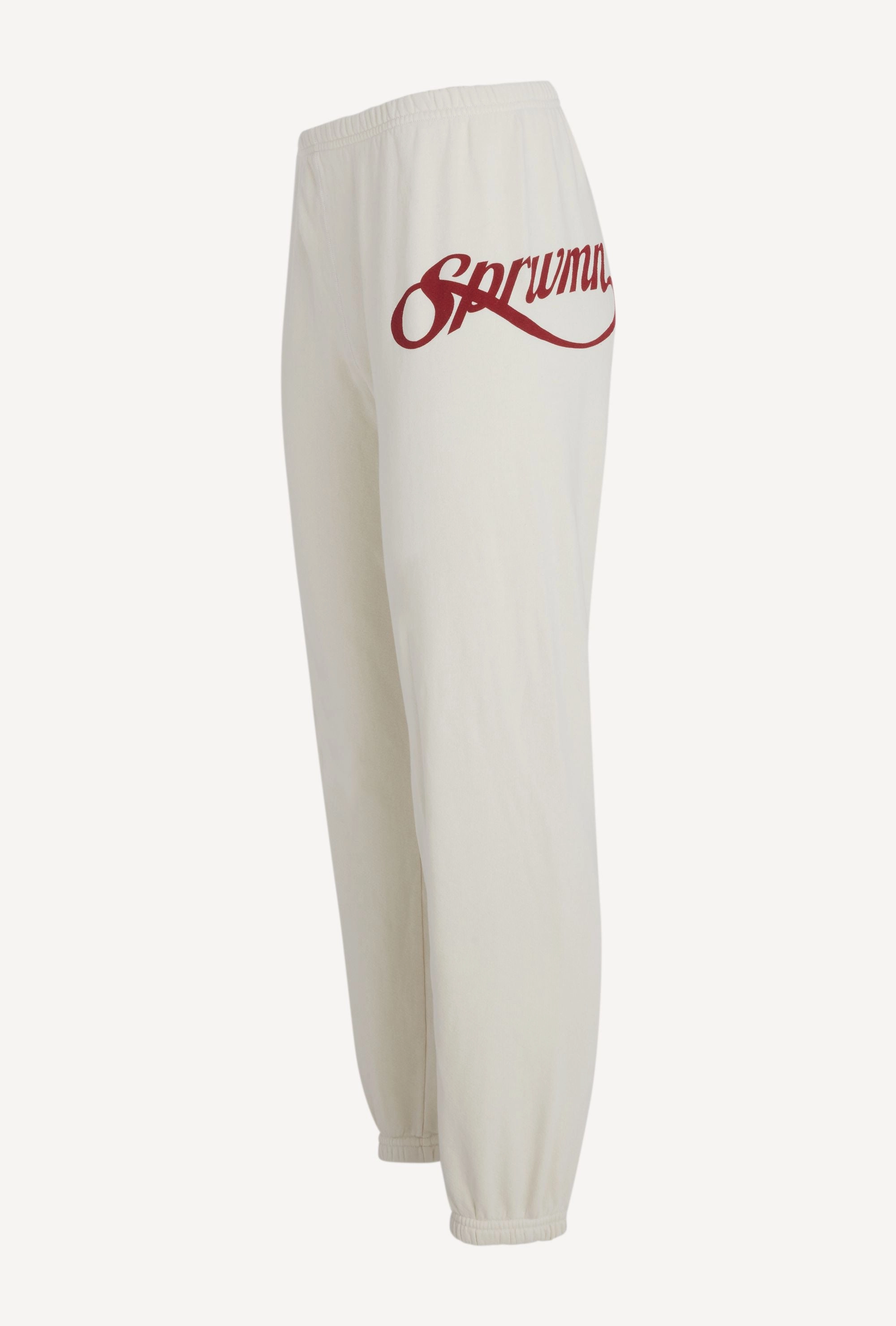 Off White Cotton Logo Script Sweatpants Flatlock Seam Sandwich Mesh Panel Structure