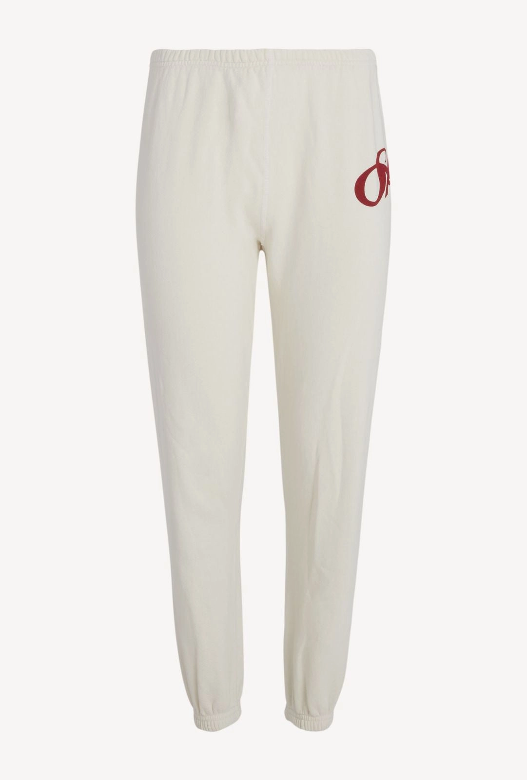 Stretchable Neckline Off White Cotton Logo Script Sweatpants