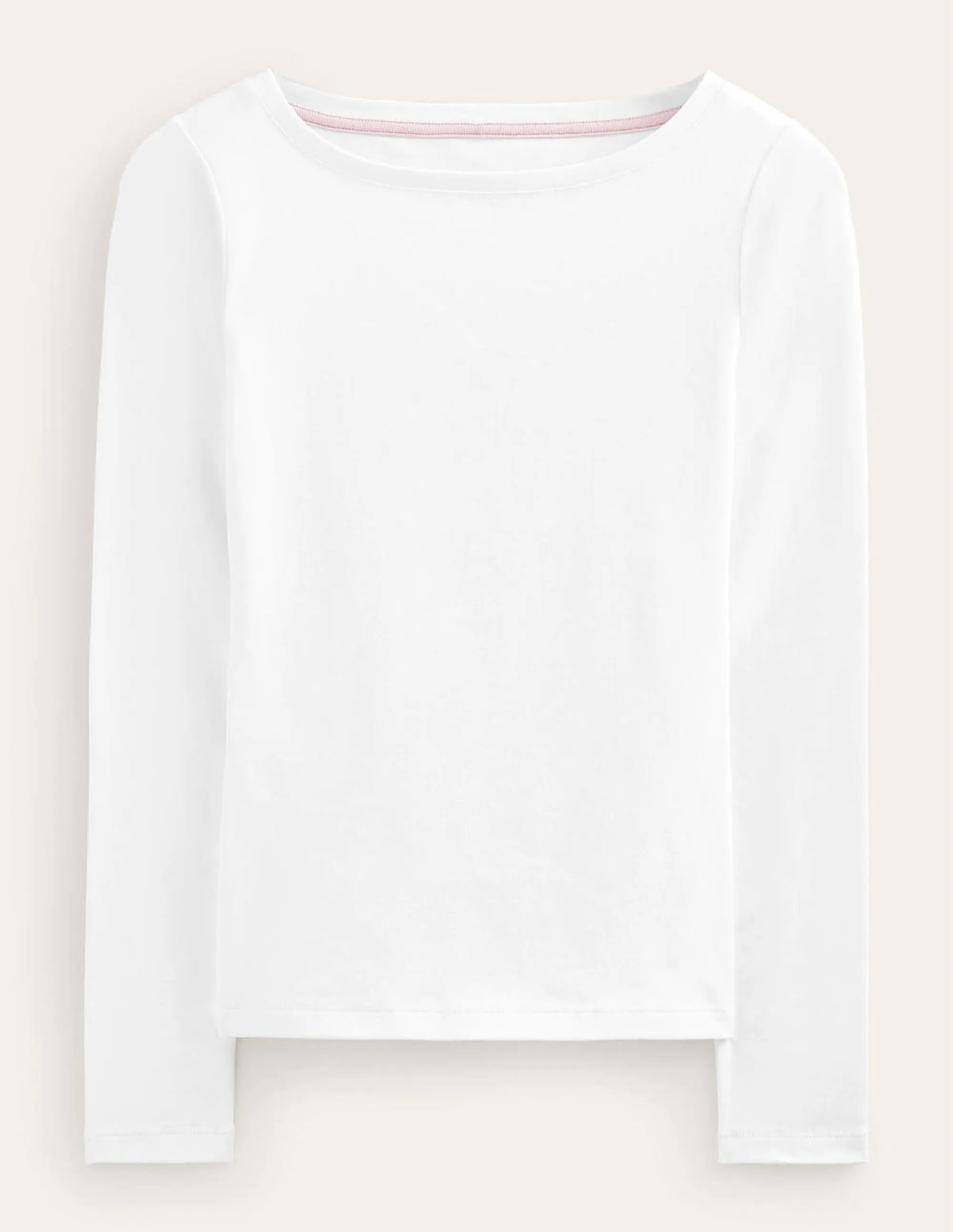 Layered Ply Construction Essential Boat-Neck Jersey Top-White