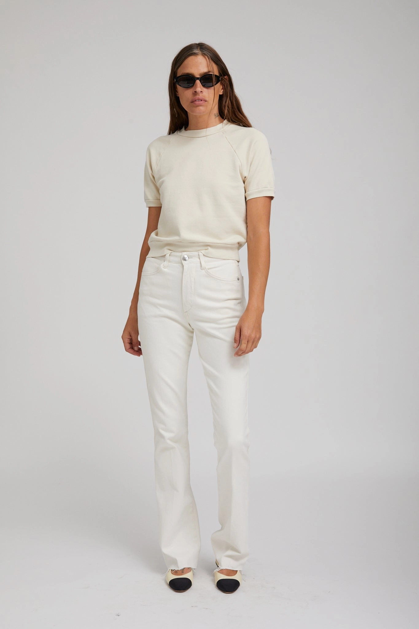 Vintage White Cotton Raglan Sweatshirt Tee Layered Neckline