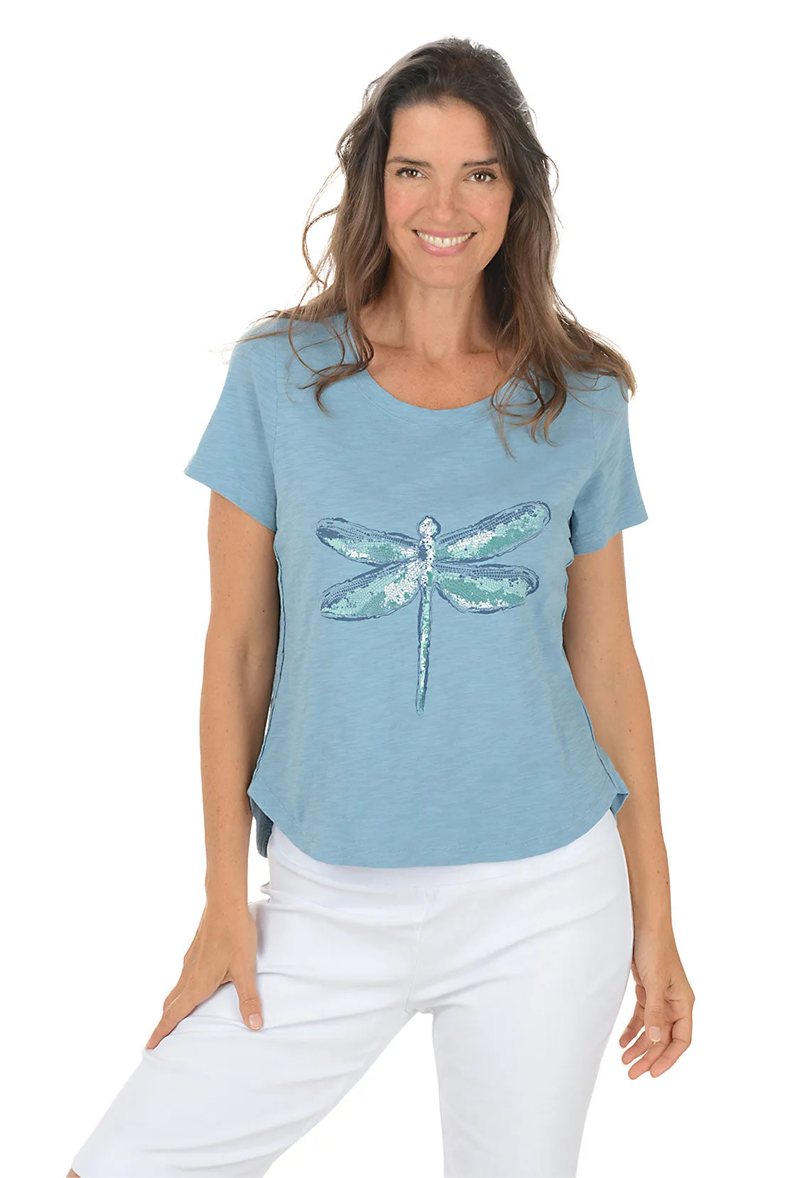 BuiltInLayer Indigo Dragonfly 100% Cotton Graphic Tee
