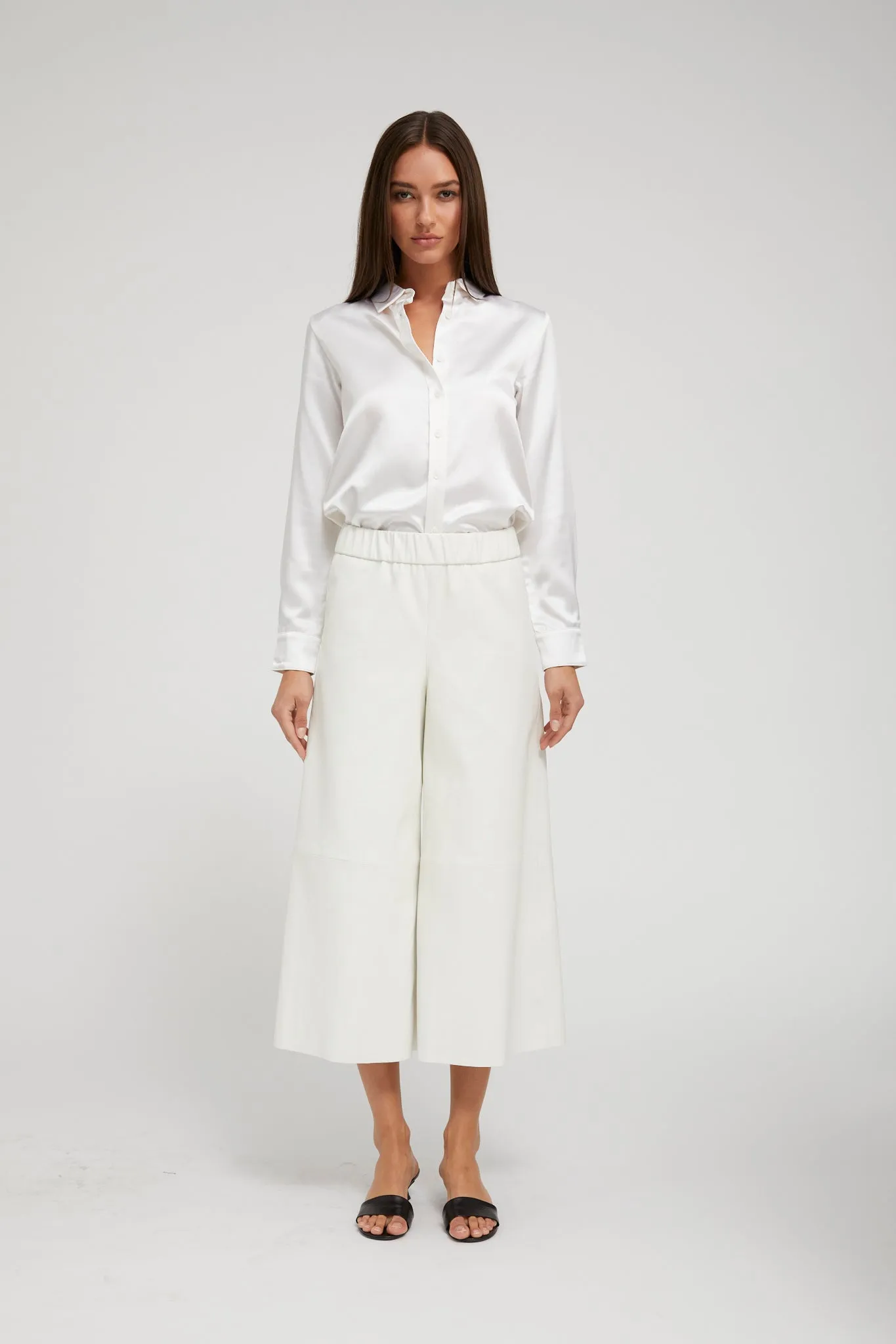 LaserCut Edges Pearl Silk Fitted Button Down