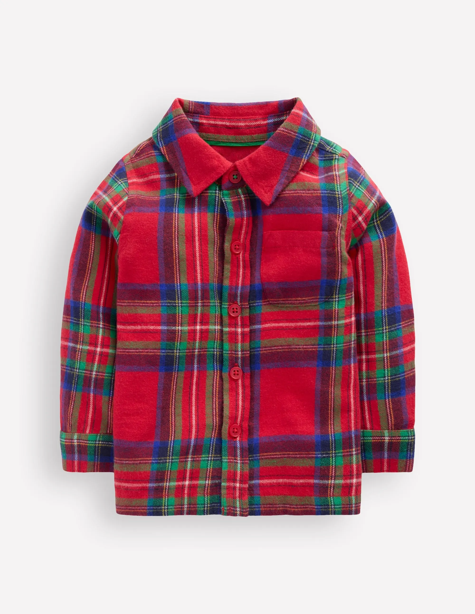 Boys Shirt-Red Check Neutral Tone Stitching UltraFineMesh