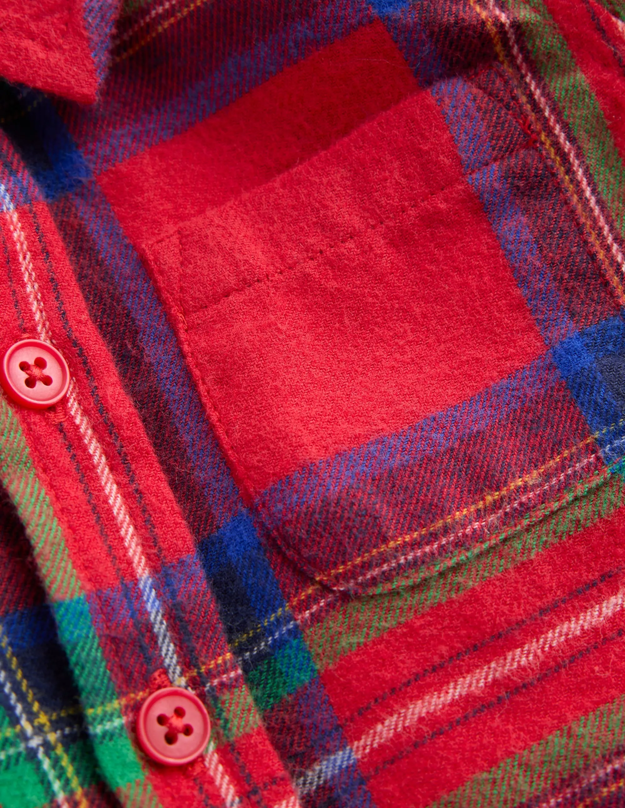 Boys Shirt-Red Check Distressed Texture Linen Blend Fabric