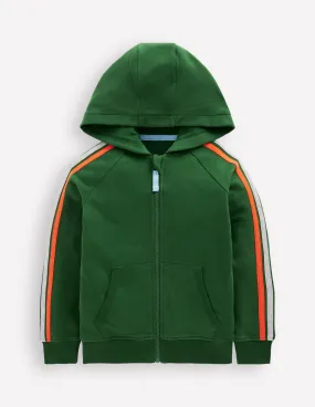 Biodegradable Fiber Blend Cozy Knit Rainbow Zip-up Hoodie-Pine Green