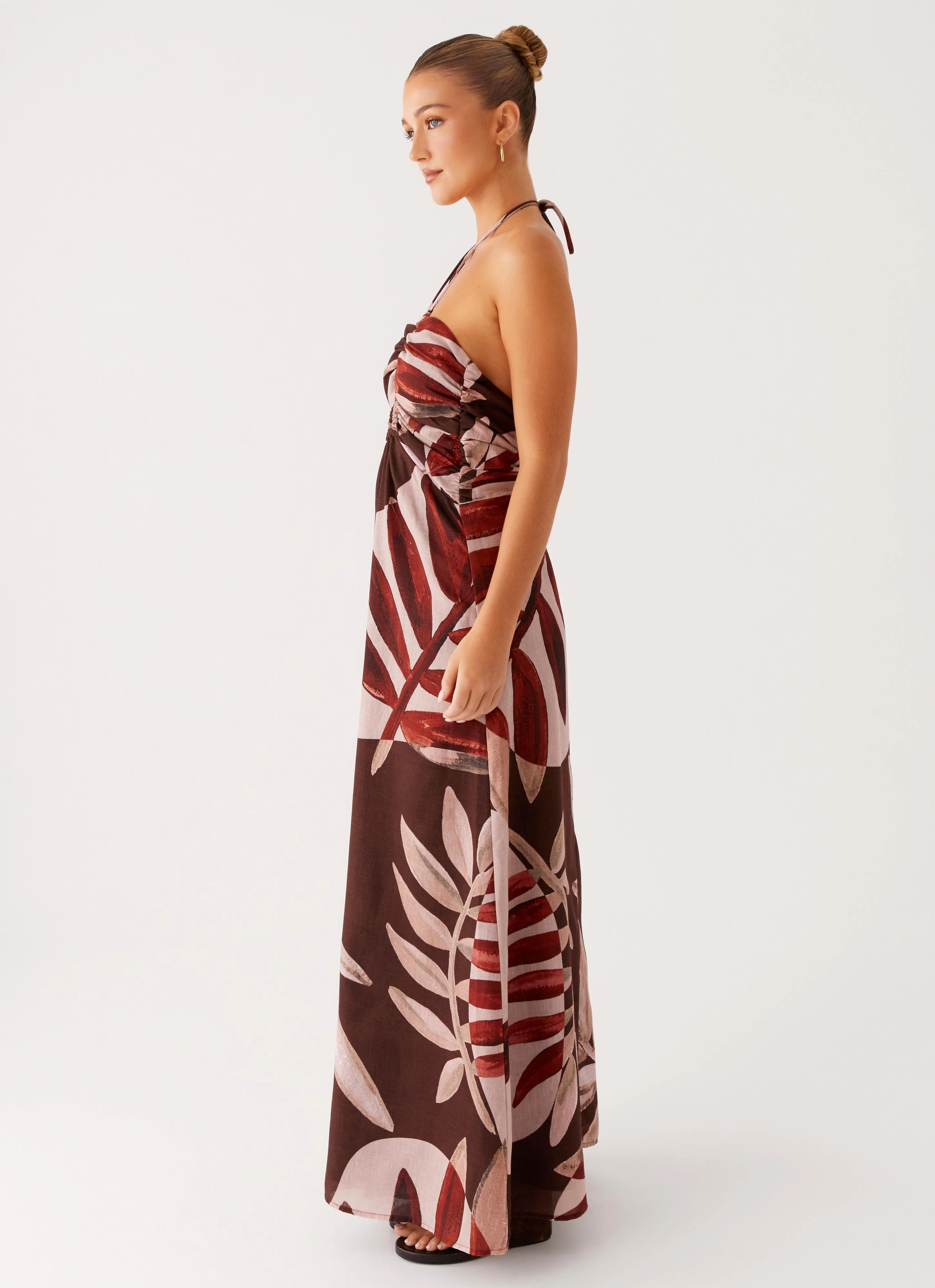 Ramona Linen Maxi Dress - Cinnamon Palm