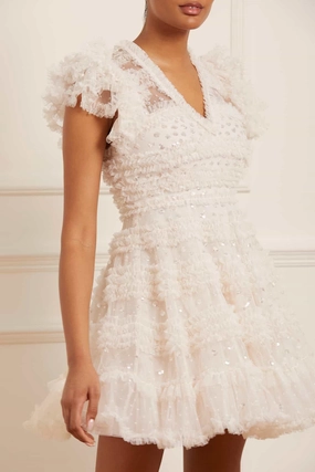 Scandi Clean Lightweight warm-weather dress Vivian V-Neck Micro Mini Dress