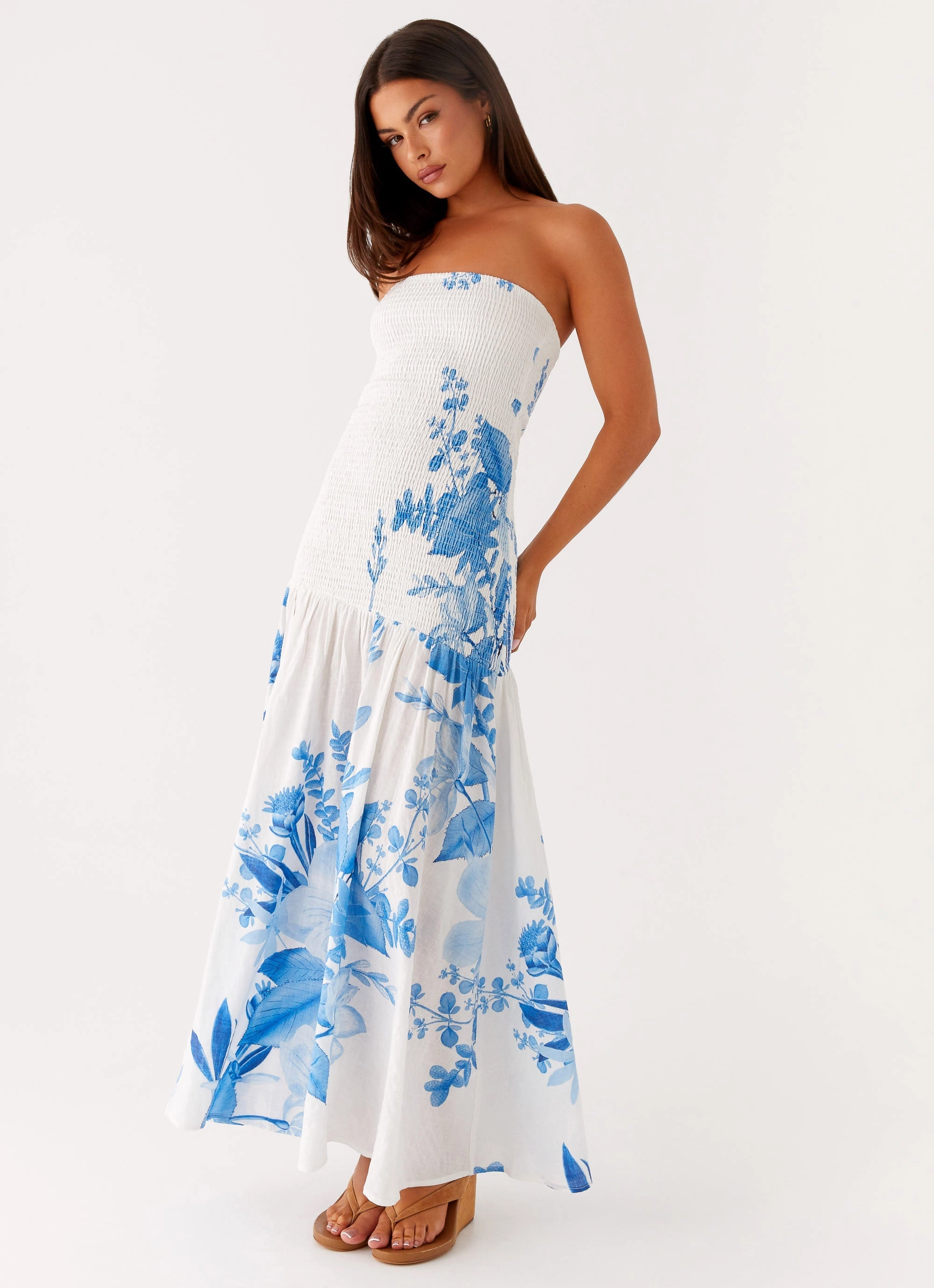 Rebecca Maxi Dress - Blue Floral Print