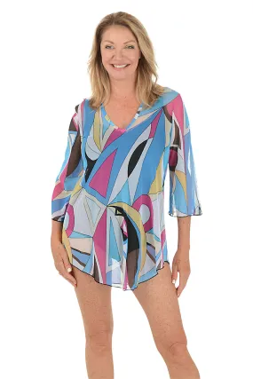 Cozy Sweatshirt LayeredDurability Kaleidoscope Mesh Tunic Cover-Up