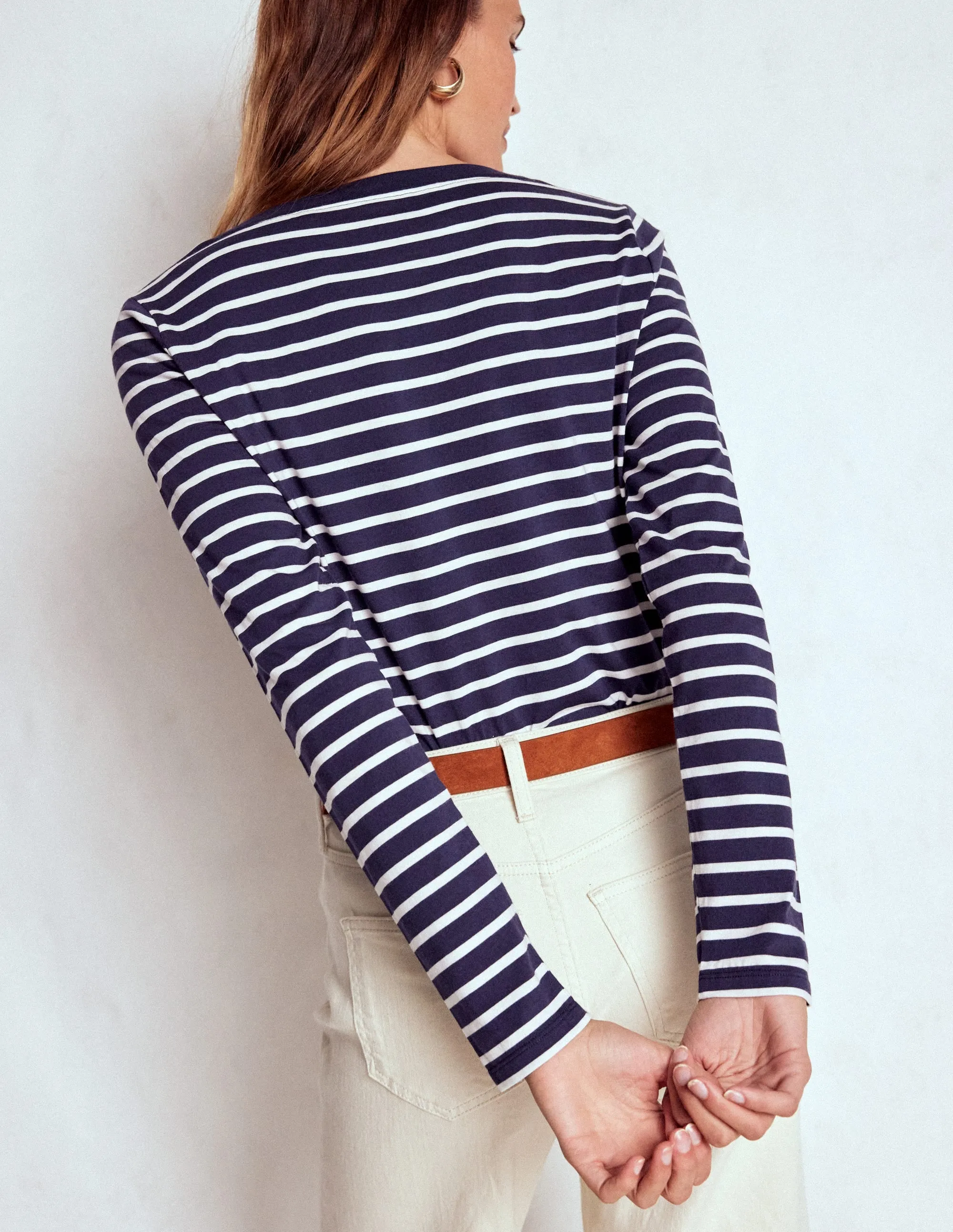 AntiPillingTechnology UV Protective Coating Olivia Long Sleeve Breton-Navy, Ivory