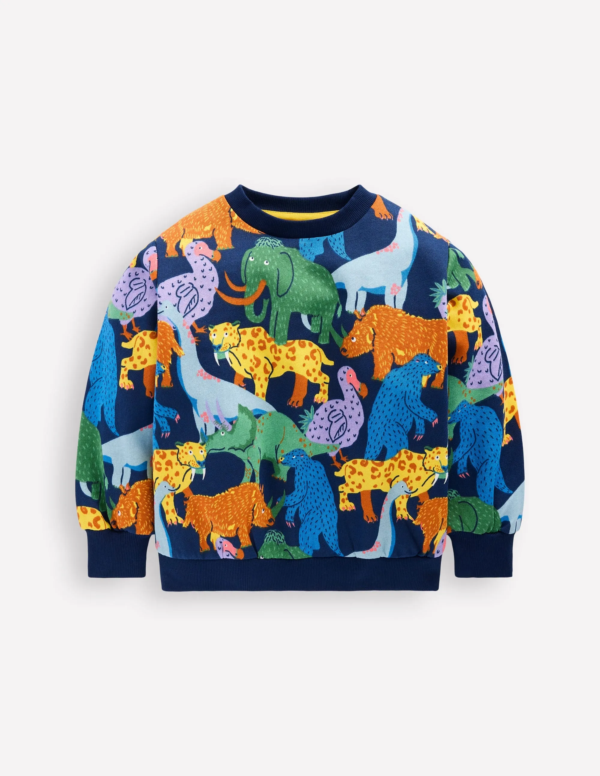 Everyday Printed Sweatshirt-Prehistoric Animals Slim Fit Shirt FlexibleCuff