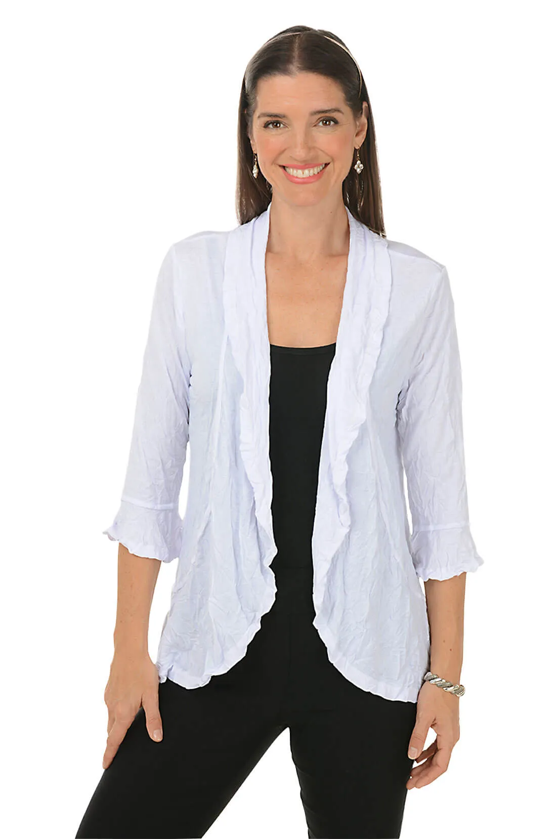 Hygroscopic Inner Layer Crinkle Bell Sleeve Cardigan