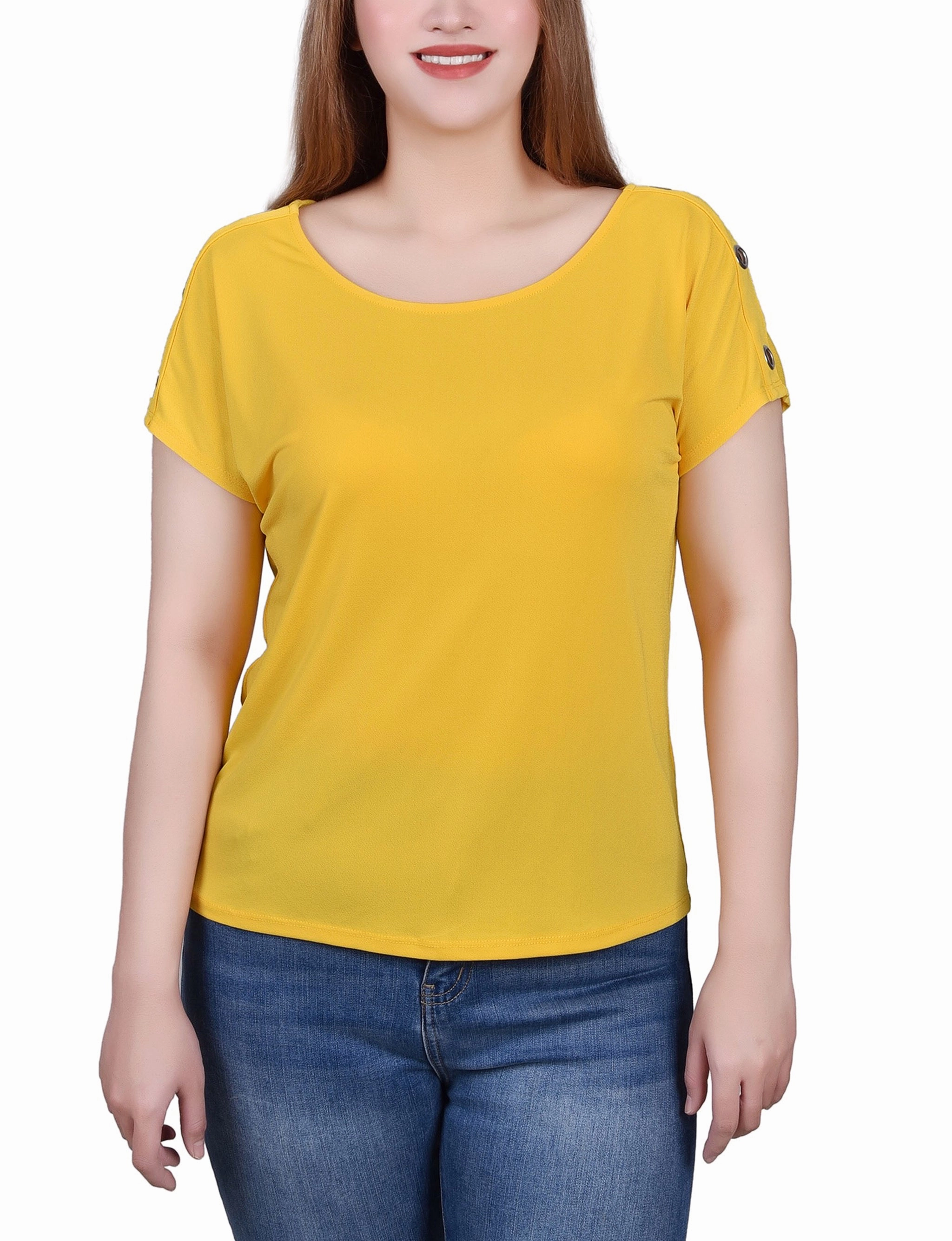 Comfy Style Petite Short Sleeve Extended Sleeve Tunic Top