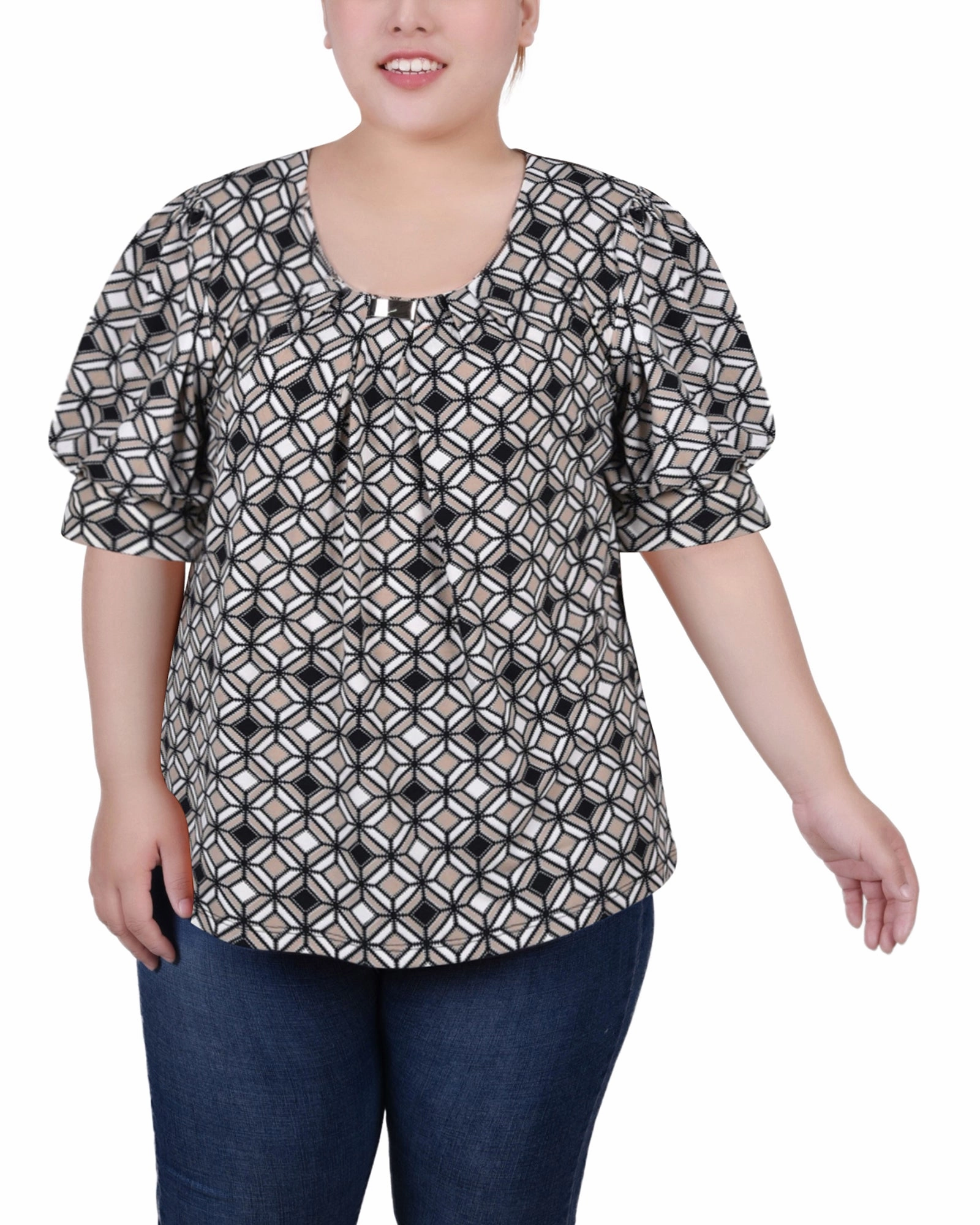 Ethical production Short Sleeve Balloon Sleeve Top