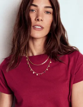 Vintage Pullover Supersoft Boat Neck T-Shirt-Burgundy Red