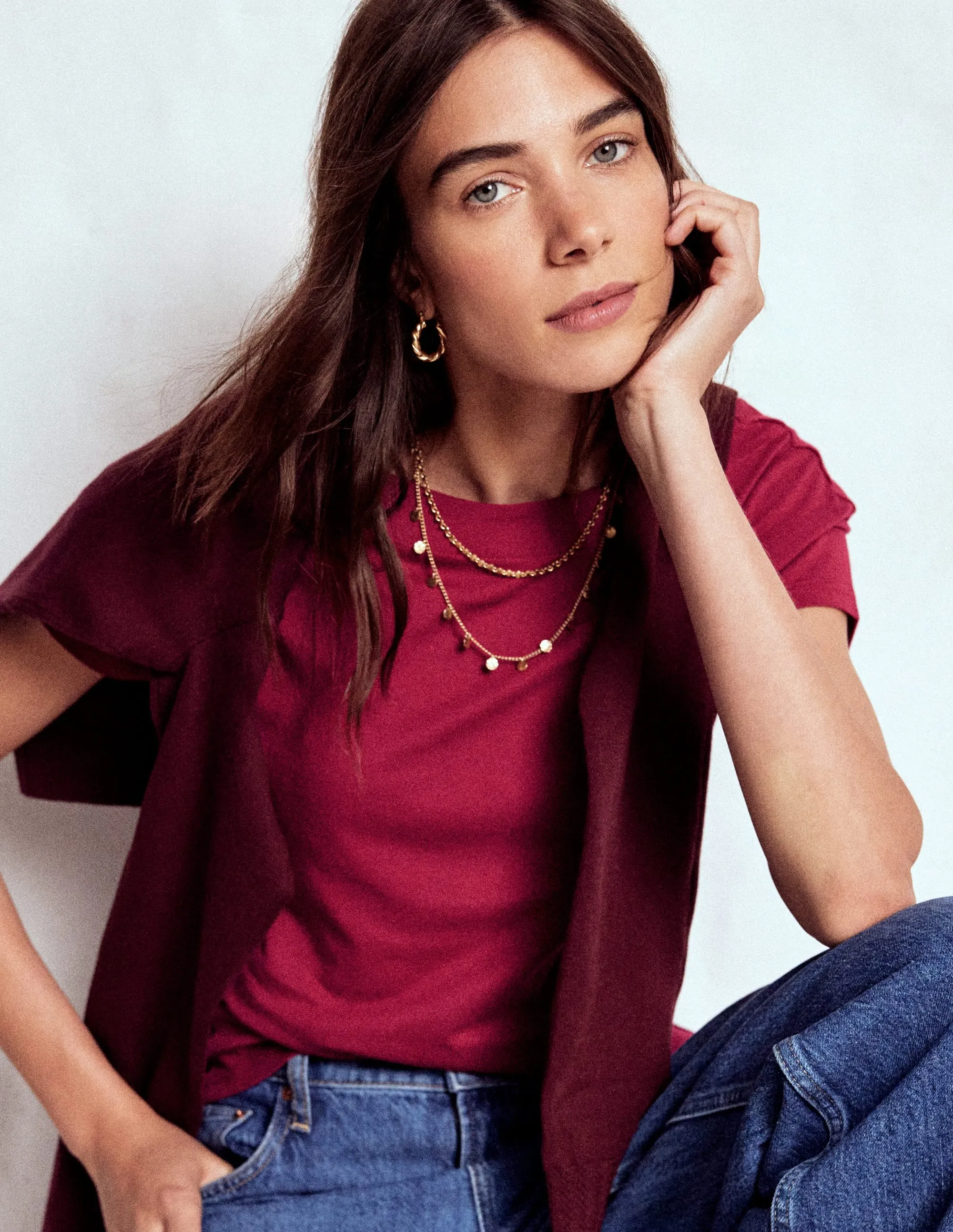 Supersoft Boat Neck T-Shirt-Burgundy Red OdorControl Technology