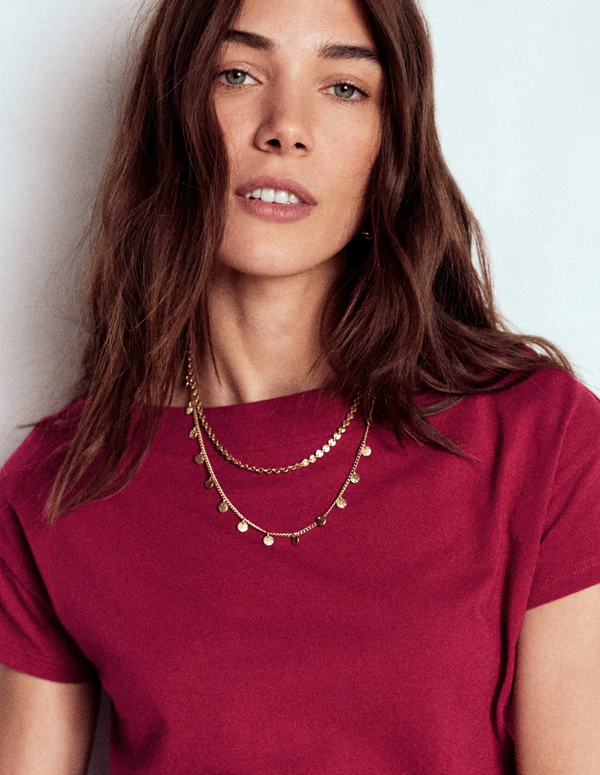 Vintage Pullover Supersoft Boat Neck T-Shirt-Burgundy Red