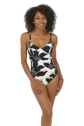Shadow Play Surplice Swimsuit Durable Weave wrinkle free finish
