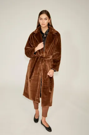 Brown Faux Fur Robe Ergonomic Drape