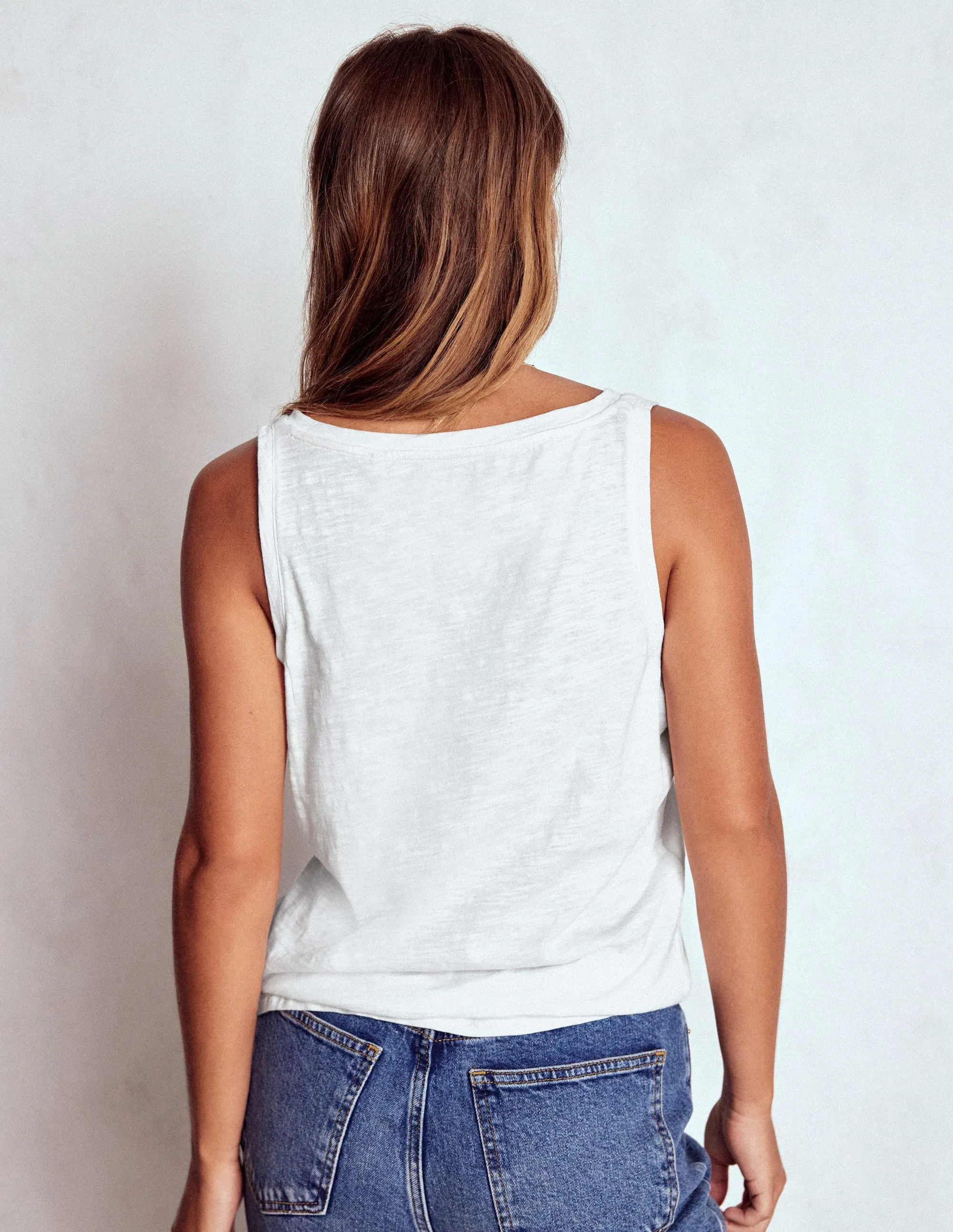 SeamlessSidePanels Regular V-Neck Slub Vest-White