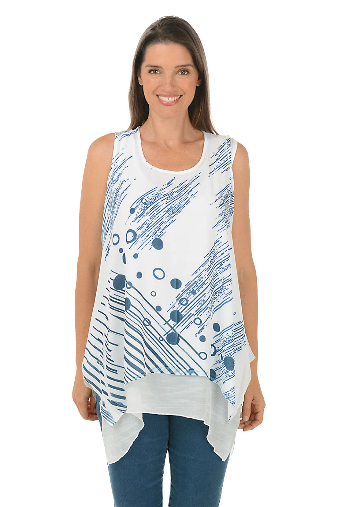 Asteroid Layered Shark Bite Sleeveless Top Trendy Shirt Rubberized grip