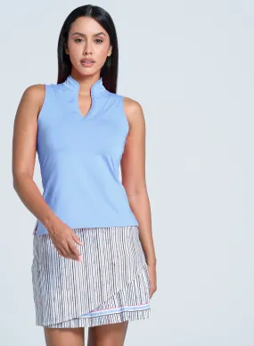 Pleated Placket Sleeveless Hot Weather