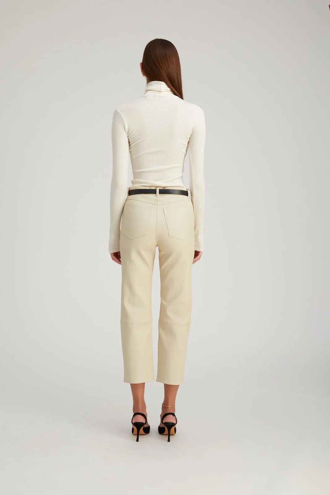 Ecru City Long Sleeve Turtleneck RibbedNeckline