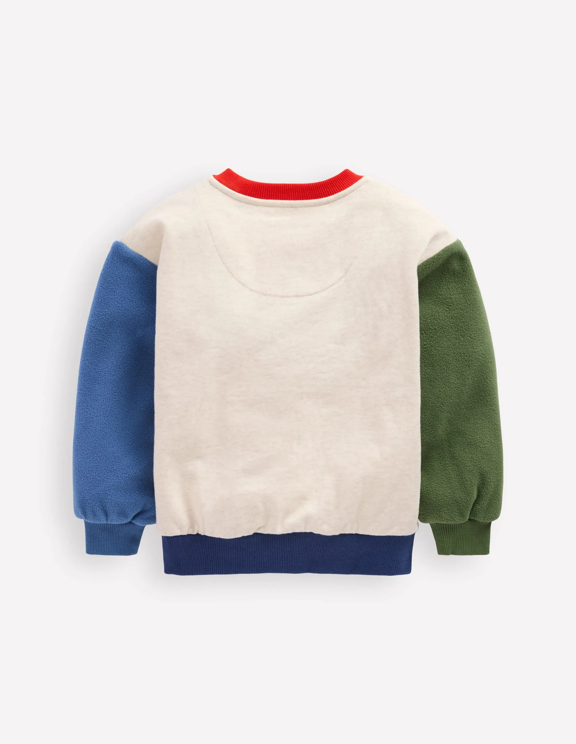 Colourblock Sweatshirt-Oatmeal Marl Colourblock DoubleStitched Hemming StretchFabric