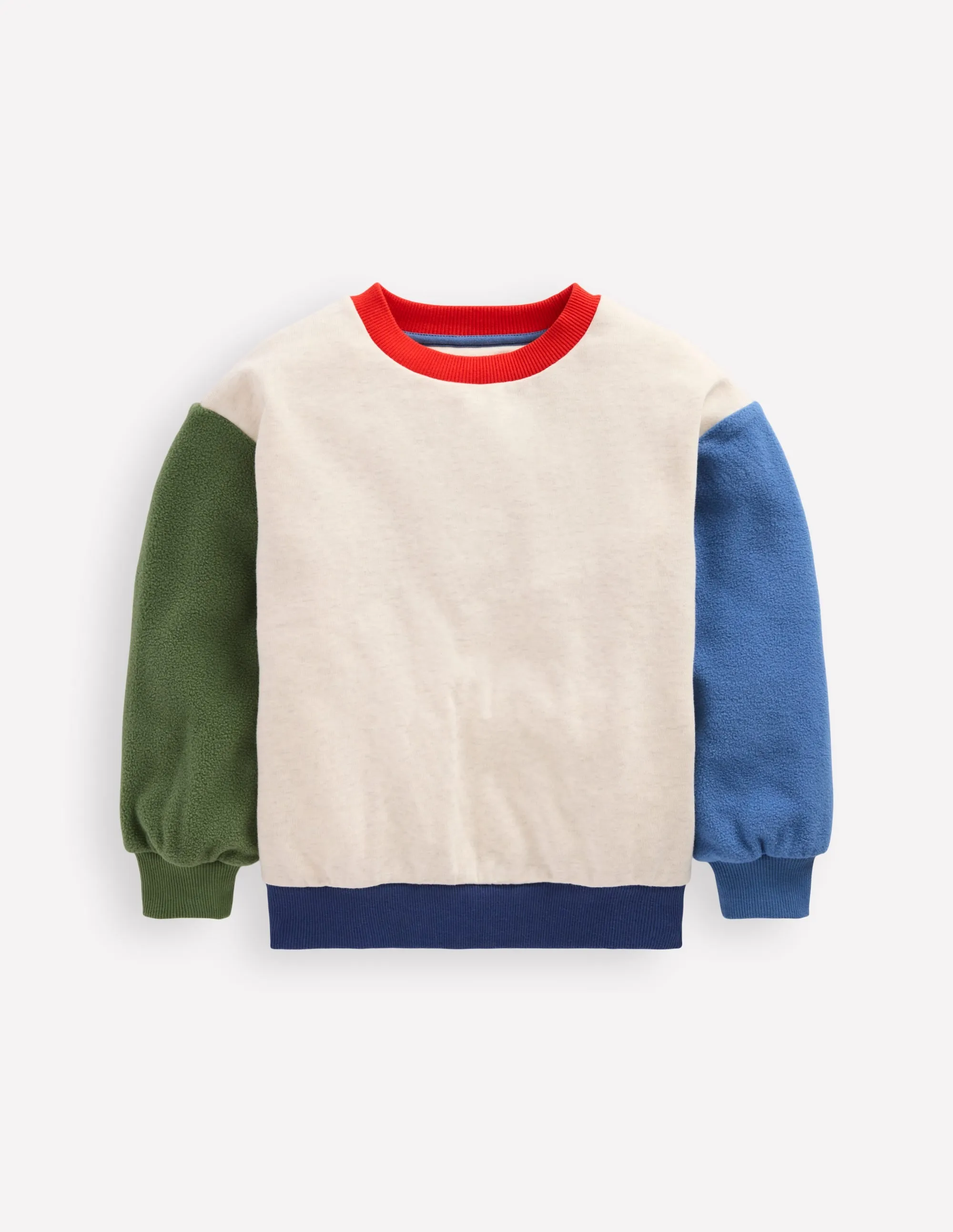 Raw Edge Finish Colourblock Sweatshirt-Oatmeal Marl Colourblock