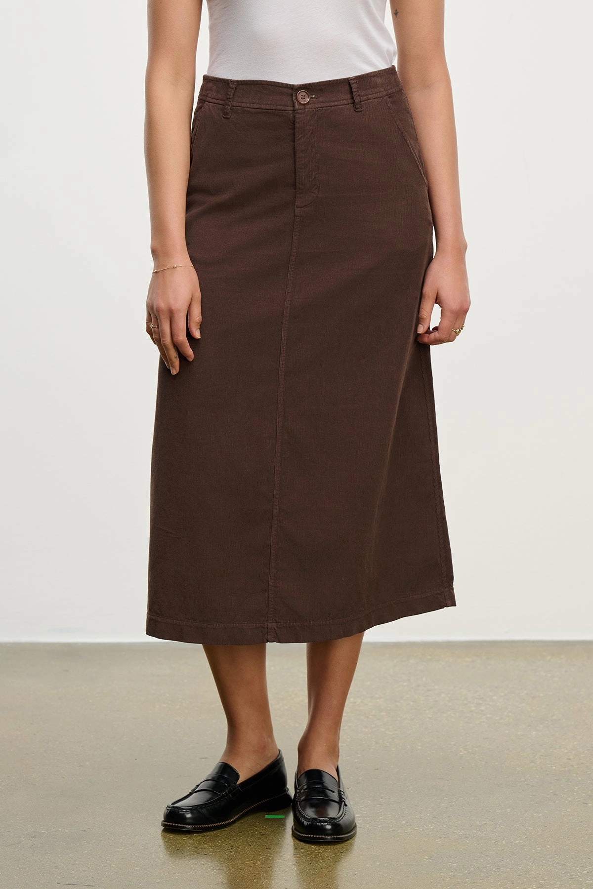 Fia Corduroy Midi Skirt in Mallard Pure Vibes