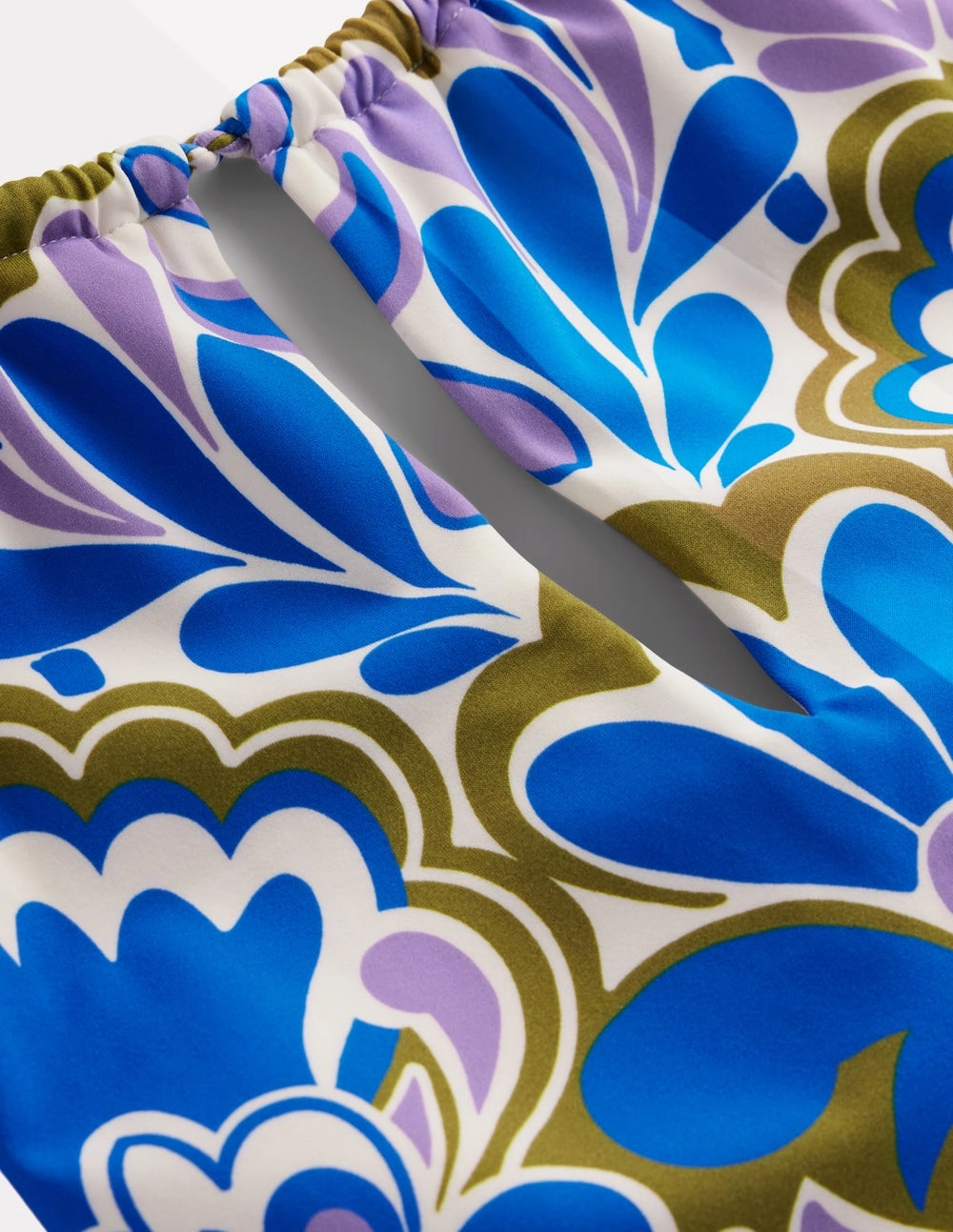 Classic Design Playful Patterns String High Neck Swimsuit-Kingfisher Blue, Freesia Stamp