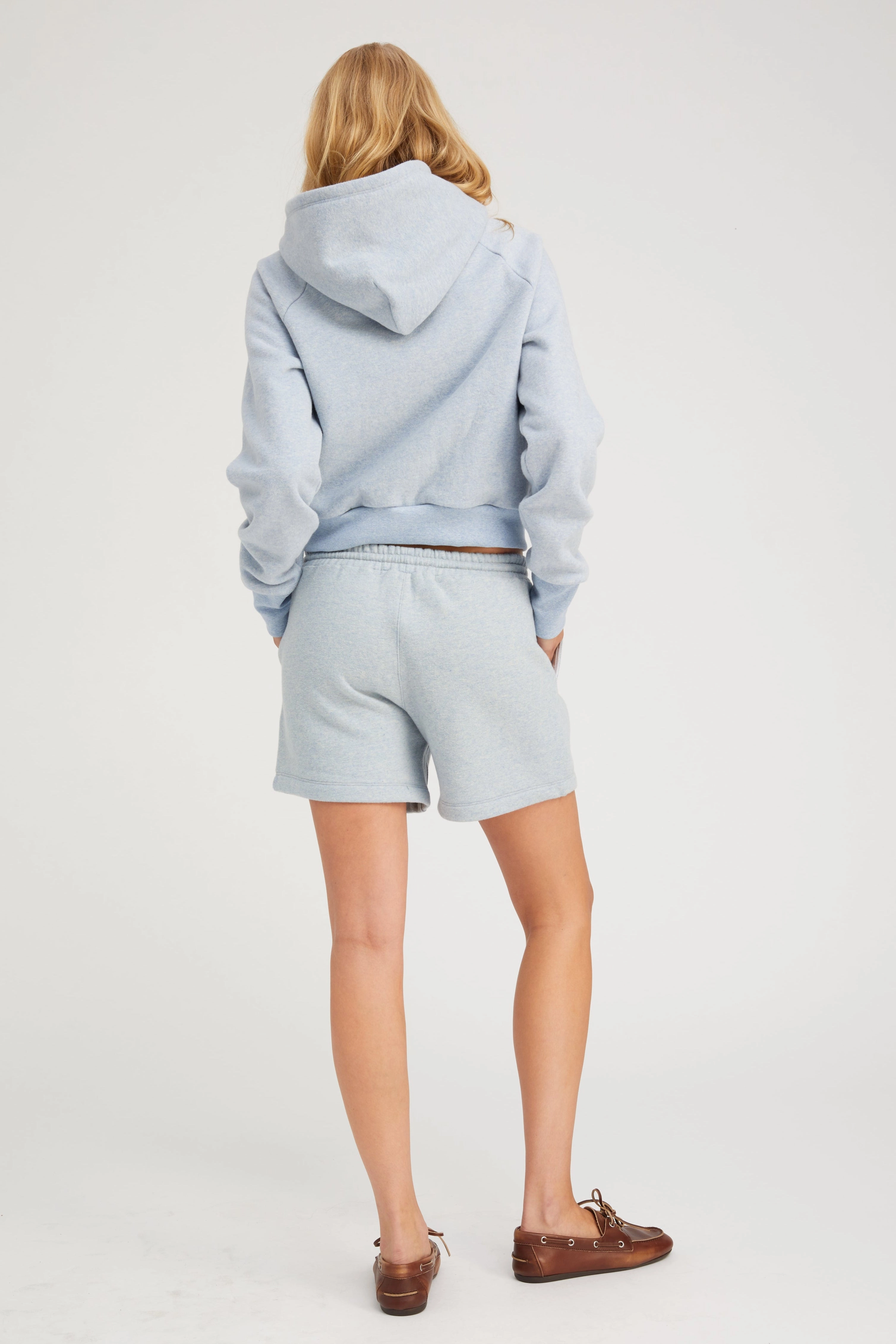 Reflective Accent Trim Double Stitched Hem Ice Blue Melange Sweatshorts
