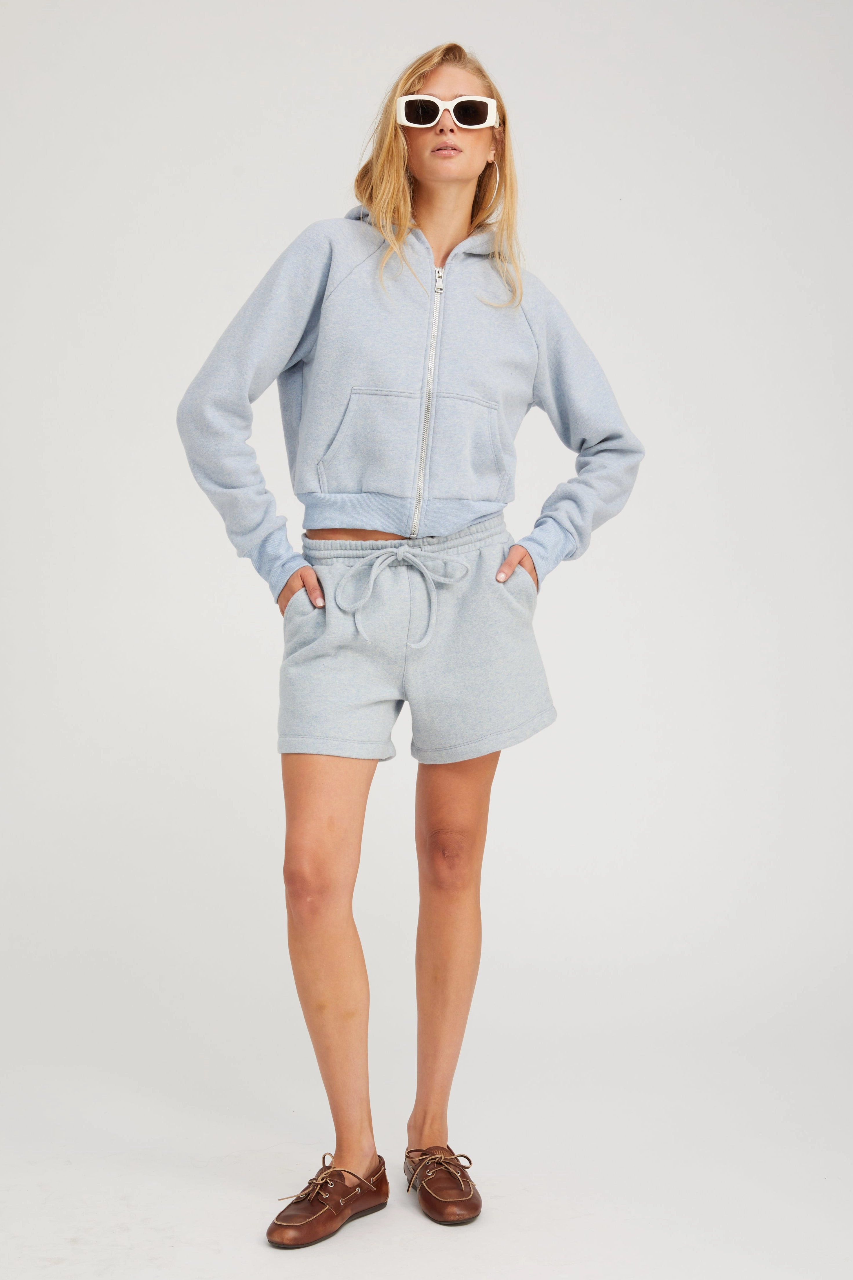Ice Blue Melange Sweatshorts Low Profile Stitching ReflectiveDetails