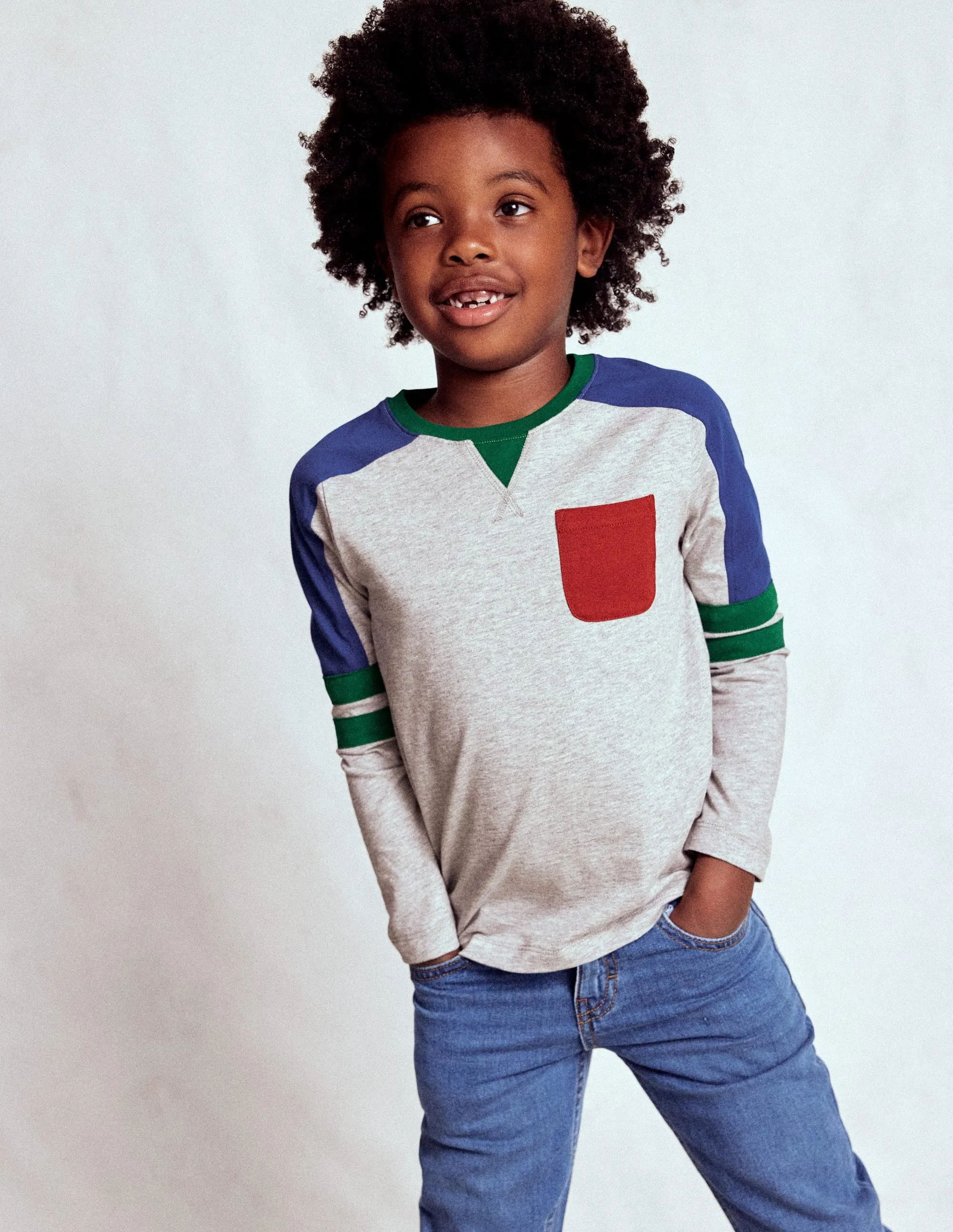 Smooth Stitching Colour Block T-shirt-GREY MARL COLOURBLOCK