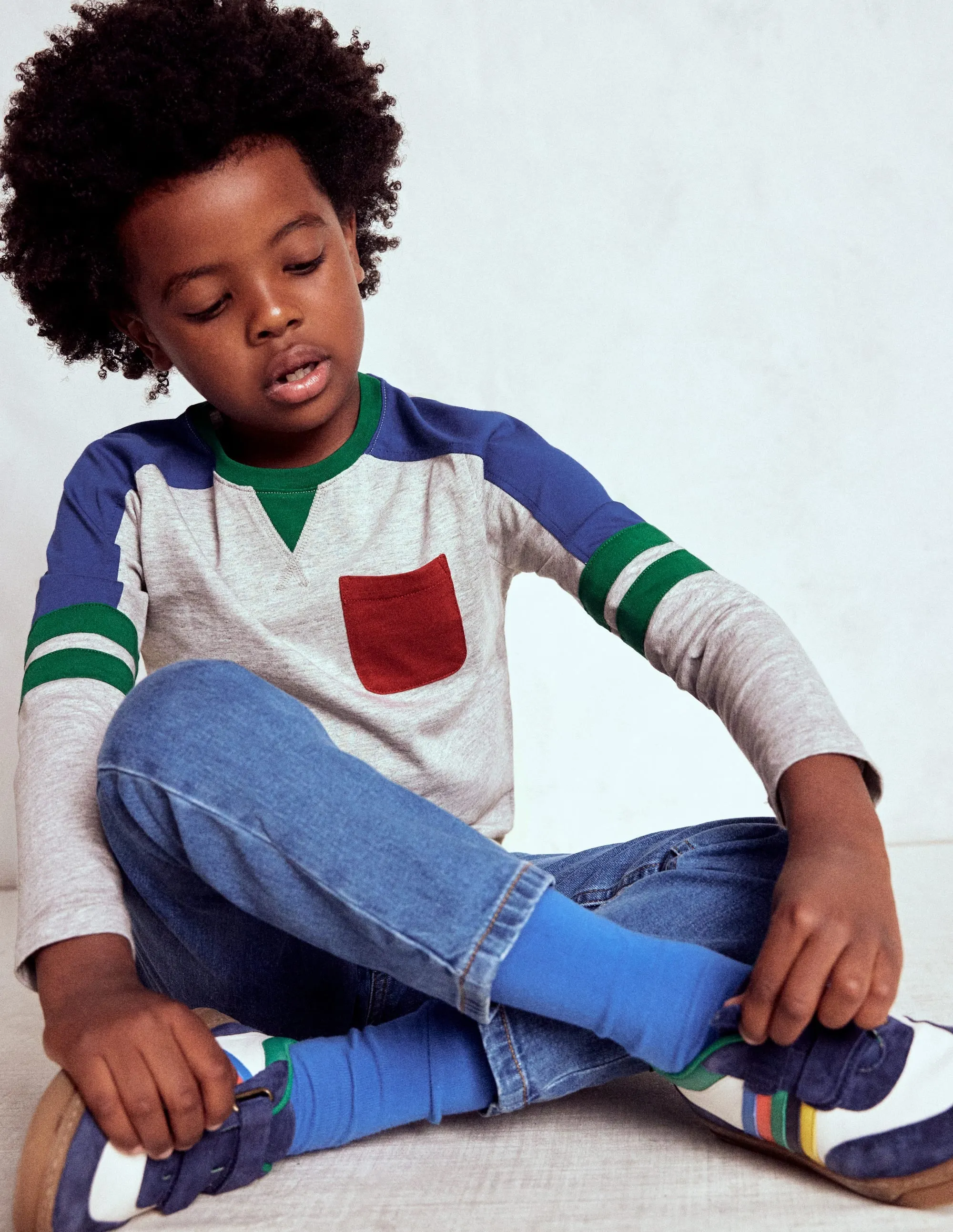 Colour Block T-shirt-GREY MARL COLOURBLOCK NonFade Dye