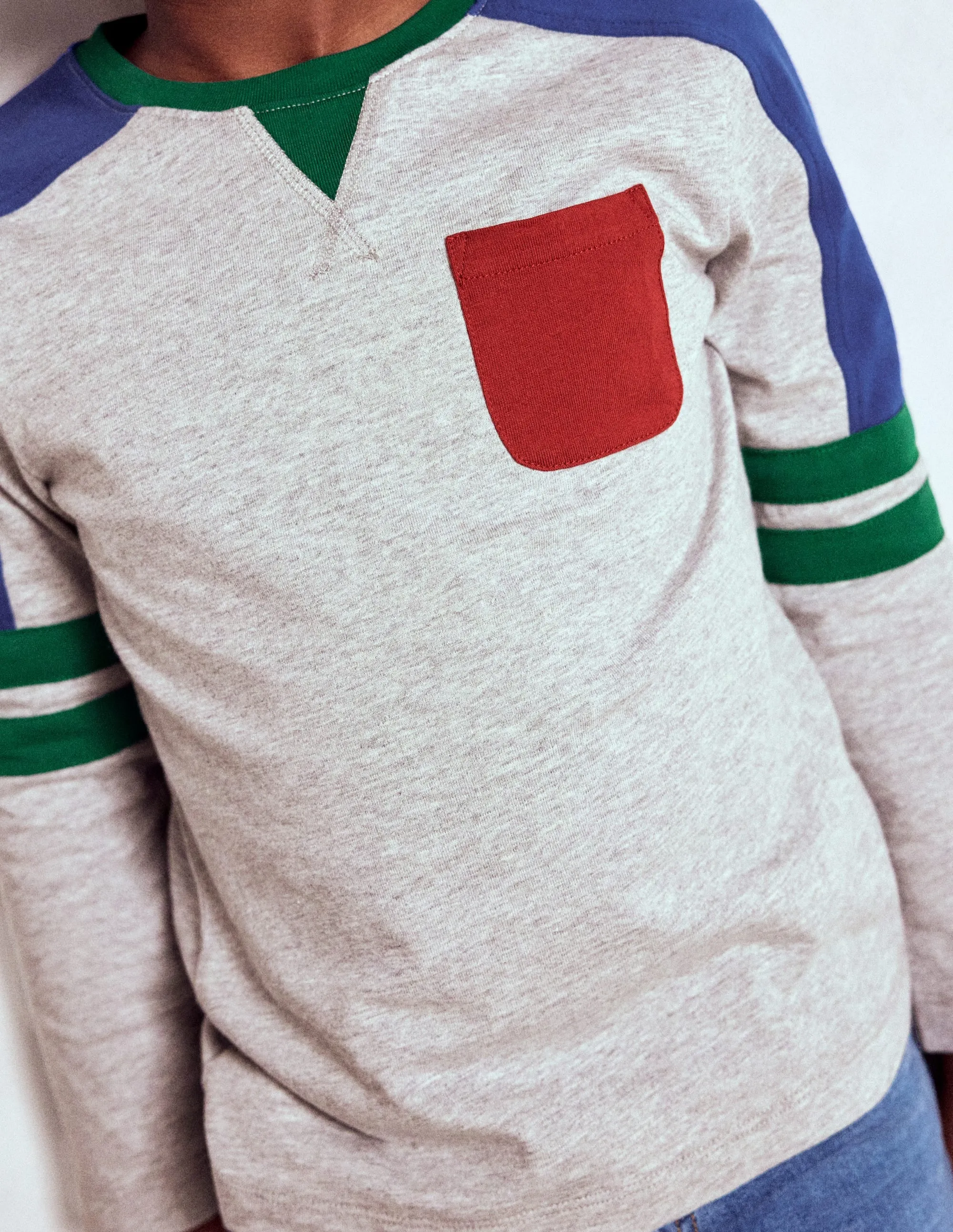 MoistureControl Colour Block T-shirt-GREY MARL COLOURBLOCK