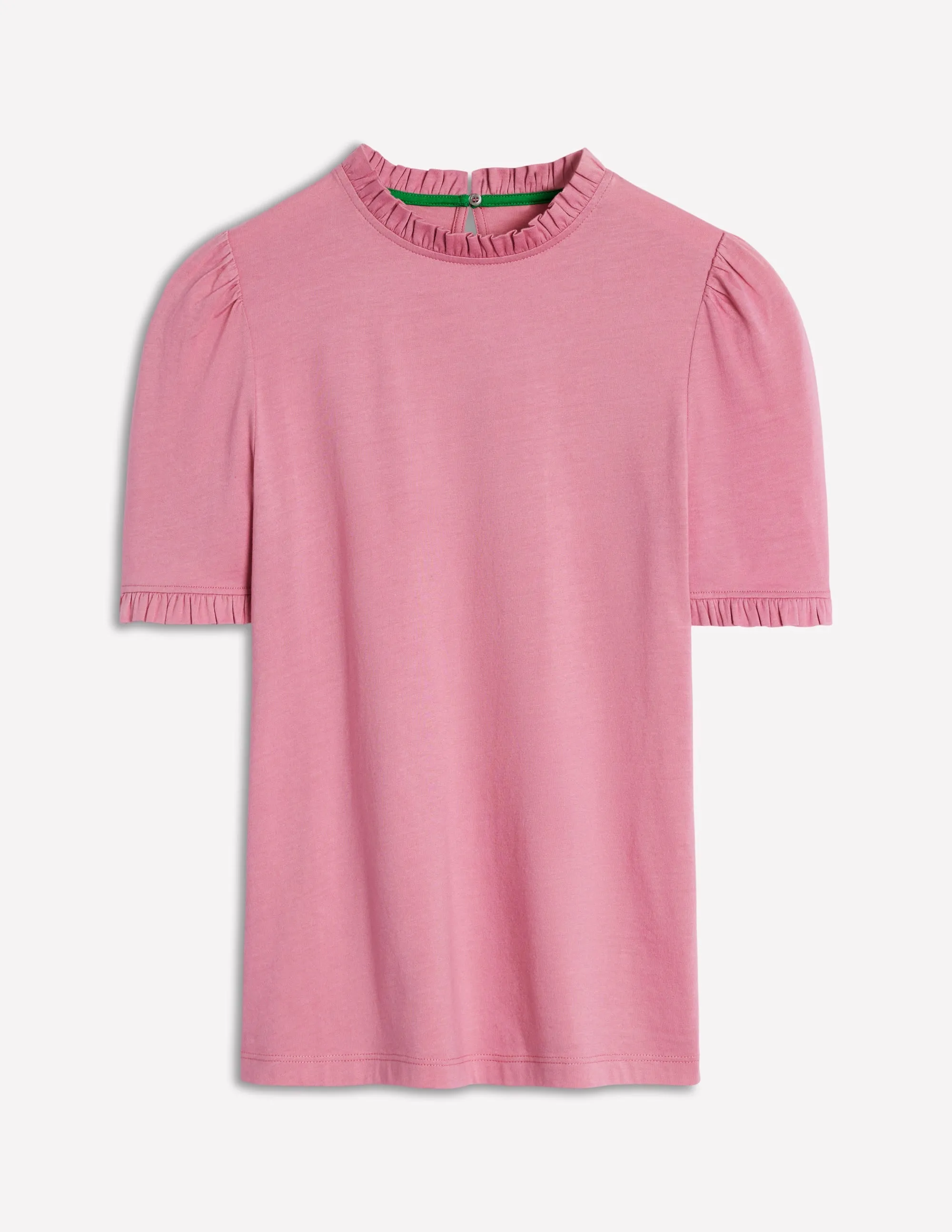Wear Resistant Fabric Supersoft Frill Detail T-shirt-Formica Pink