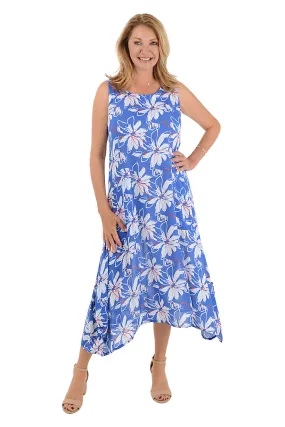 Royal Flower Sleeveless Convertible Patio Dress Brunch Outfit
