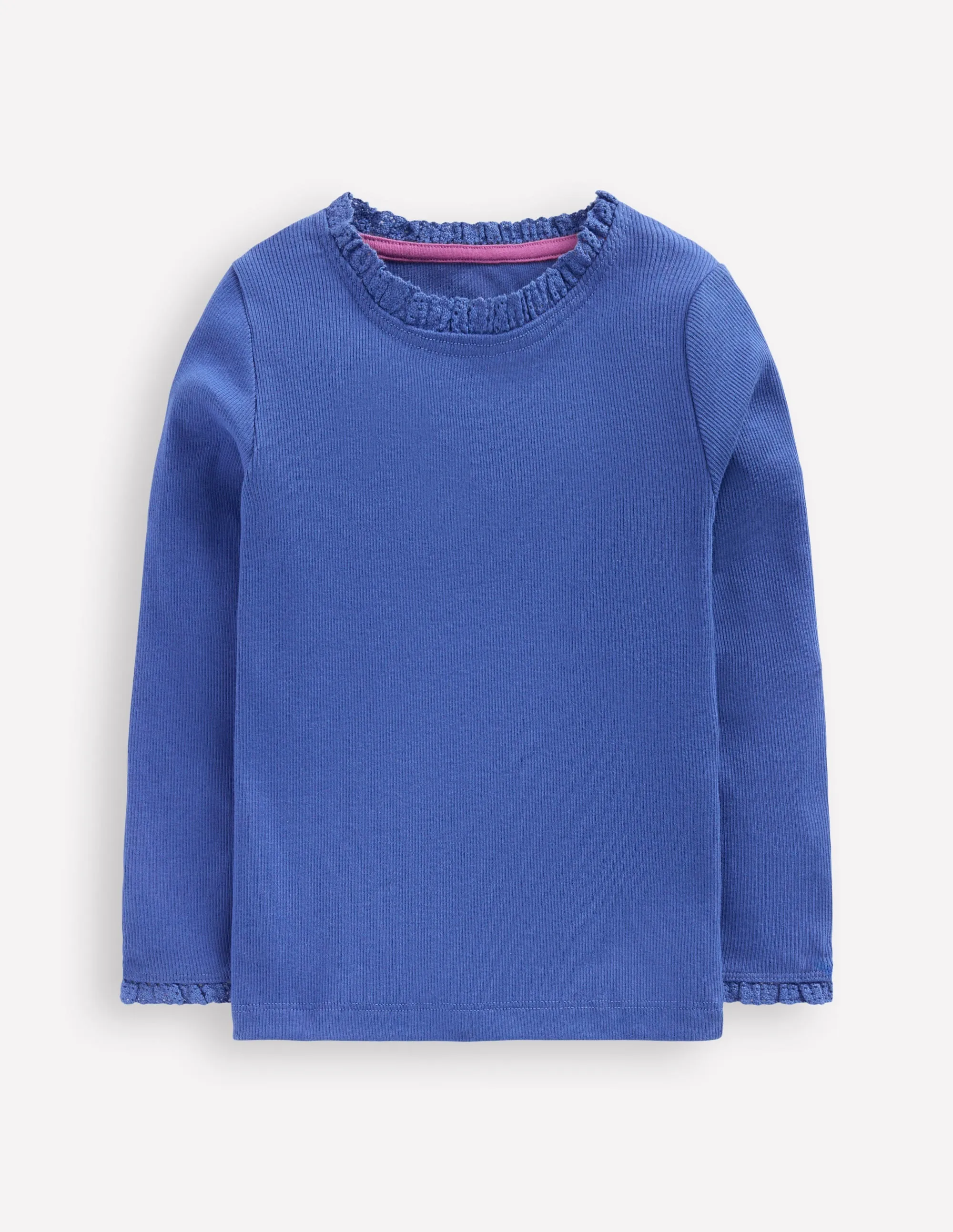 Casual Choice Ribbed Long Sleeve T-shirt-Bluejay