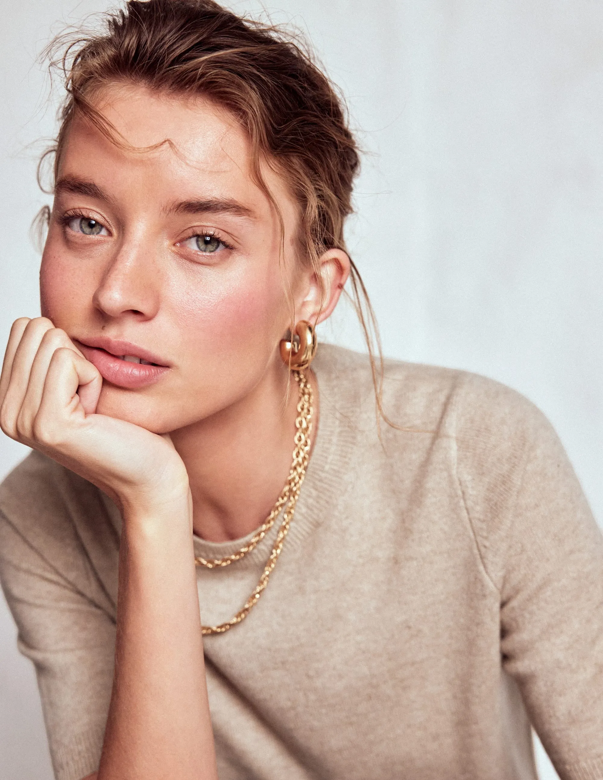 Eva Cashmere T-Shirt-Chinchilla Melange Lightweight Material