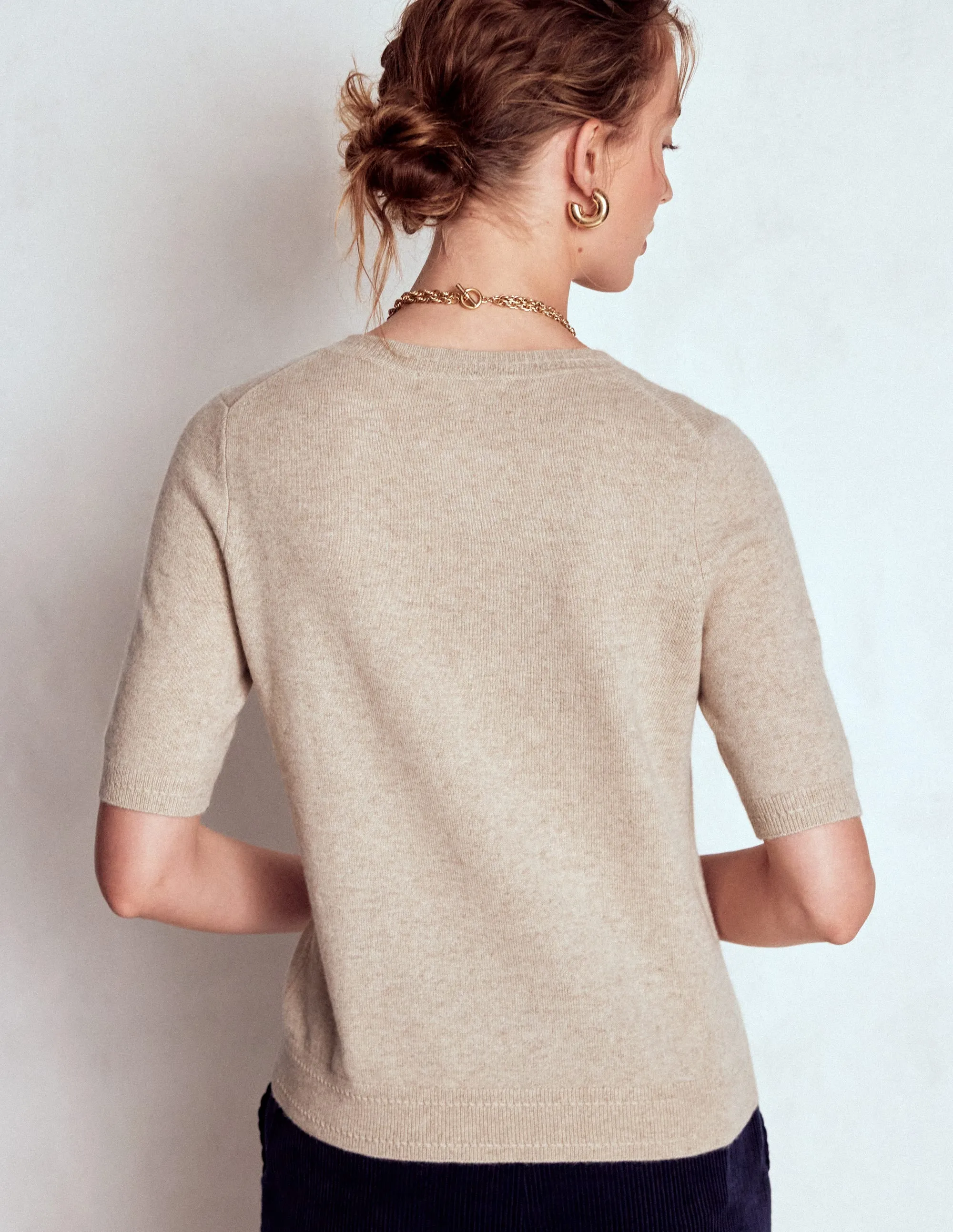 Neutral Tone Colorfast Guide Eva Cashmere T-Shirt-Chinchilla Melange