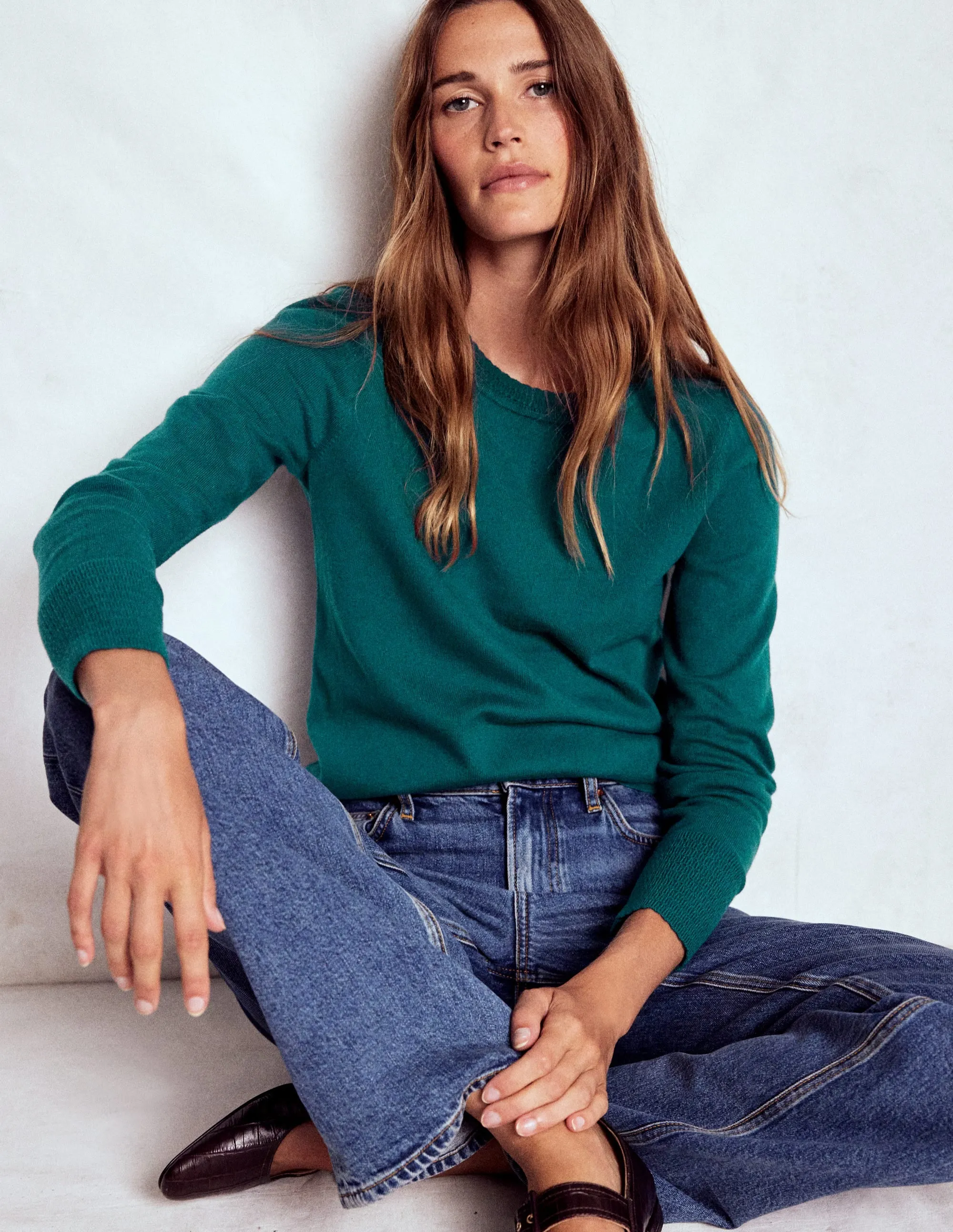 EcoFriendly Dye Briony Stitch Jumper-Drake Green