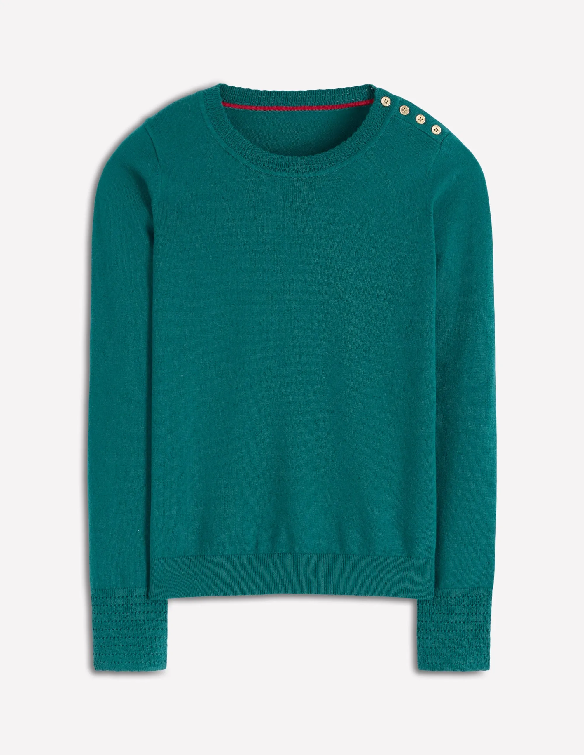 Layered Knit Structure Daily Warmth Briony Stitch Jumper-Drake Green