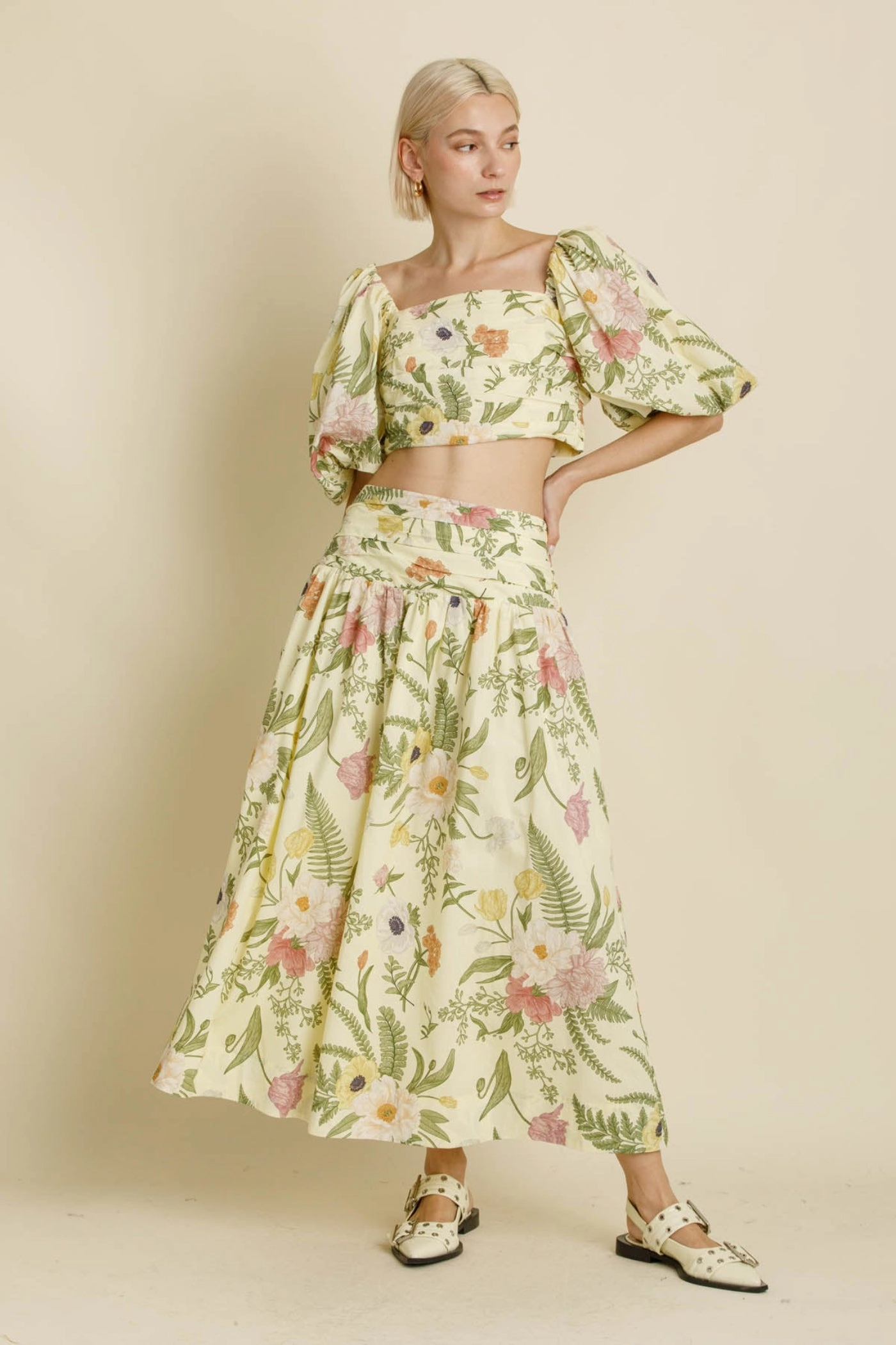 EMMI BOTANICAL GARDEN MAXI SKIRT Linen blend