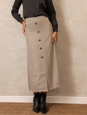 Plaid Skirt | Brown Recycled Material Outfit Flow