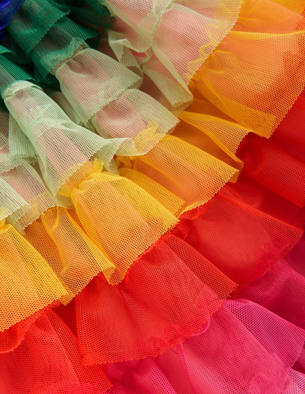 Crisp Details Sleek Motion Tiered Tulle Skirt-Rainbow