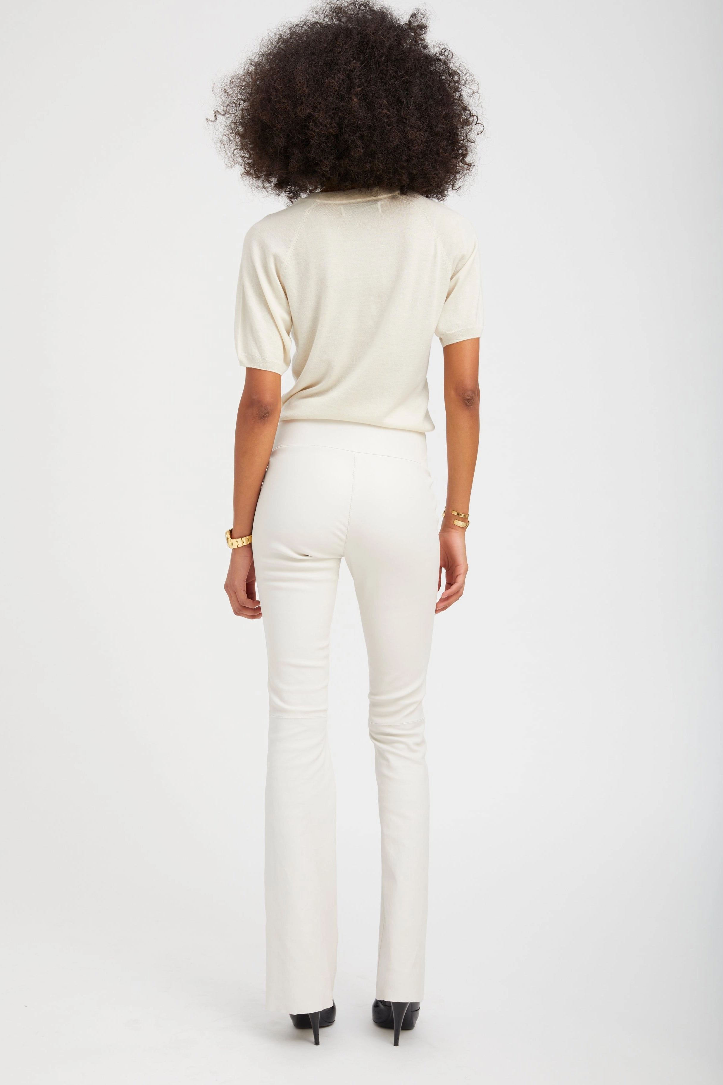 Chic and Stylish Shell Leather Micro Flare