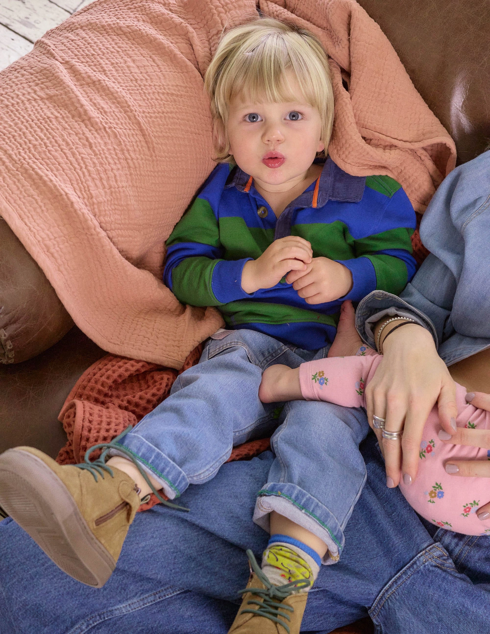 Collared Sweatshirt-Broccoli Green/ Bright Blue Sport Top