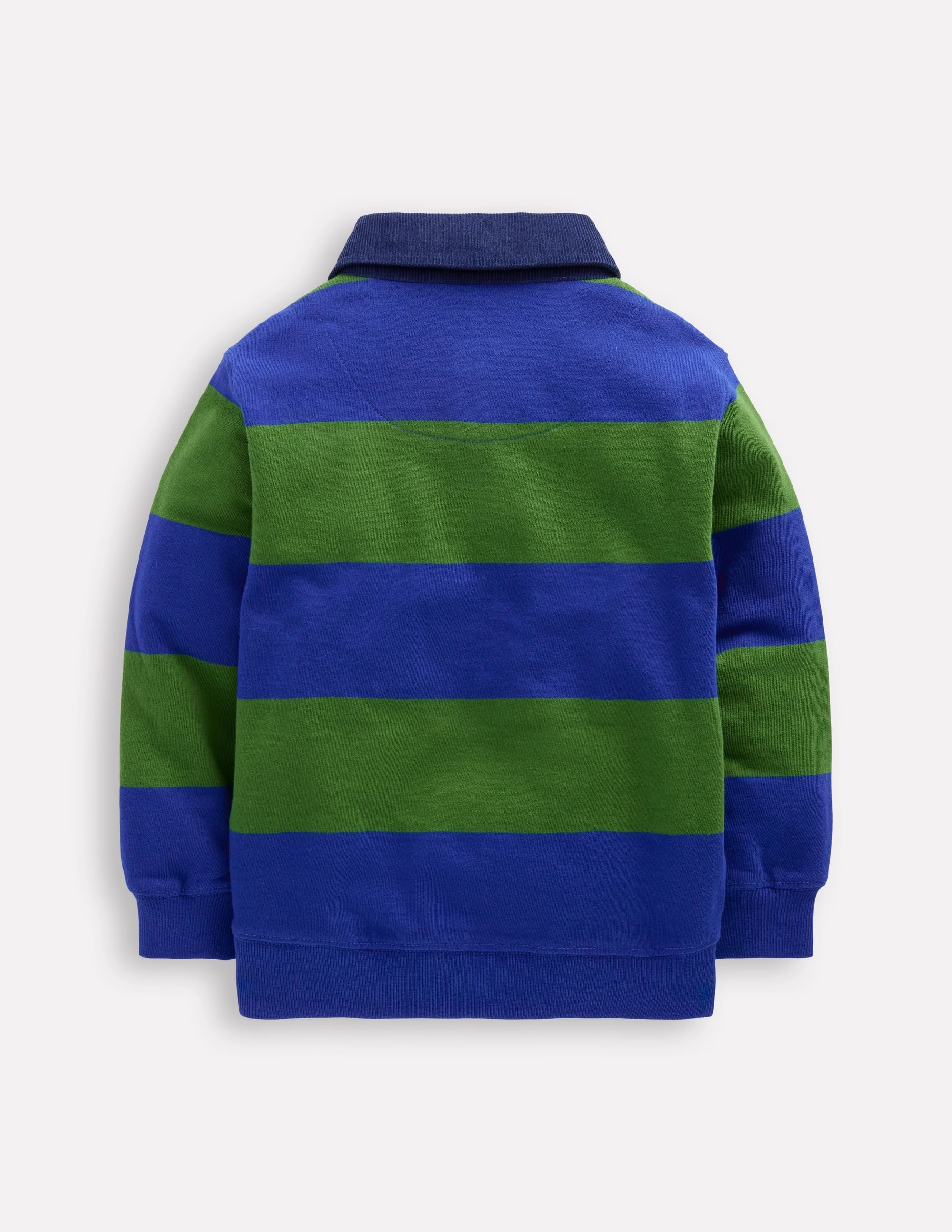 Collared Sweatshirt-Broccoli Green/ Bright Blue Simple Cut TwillWeave