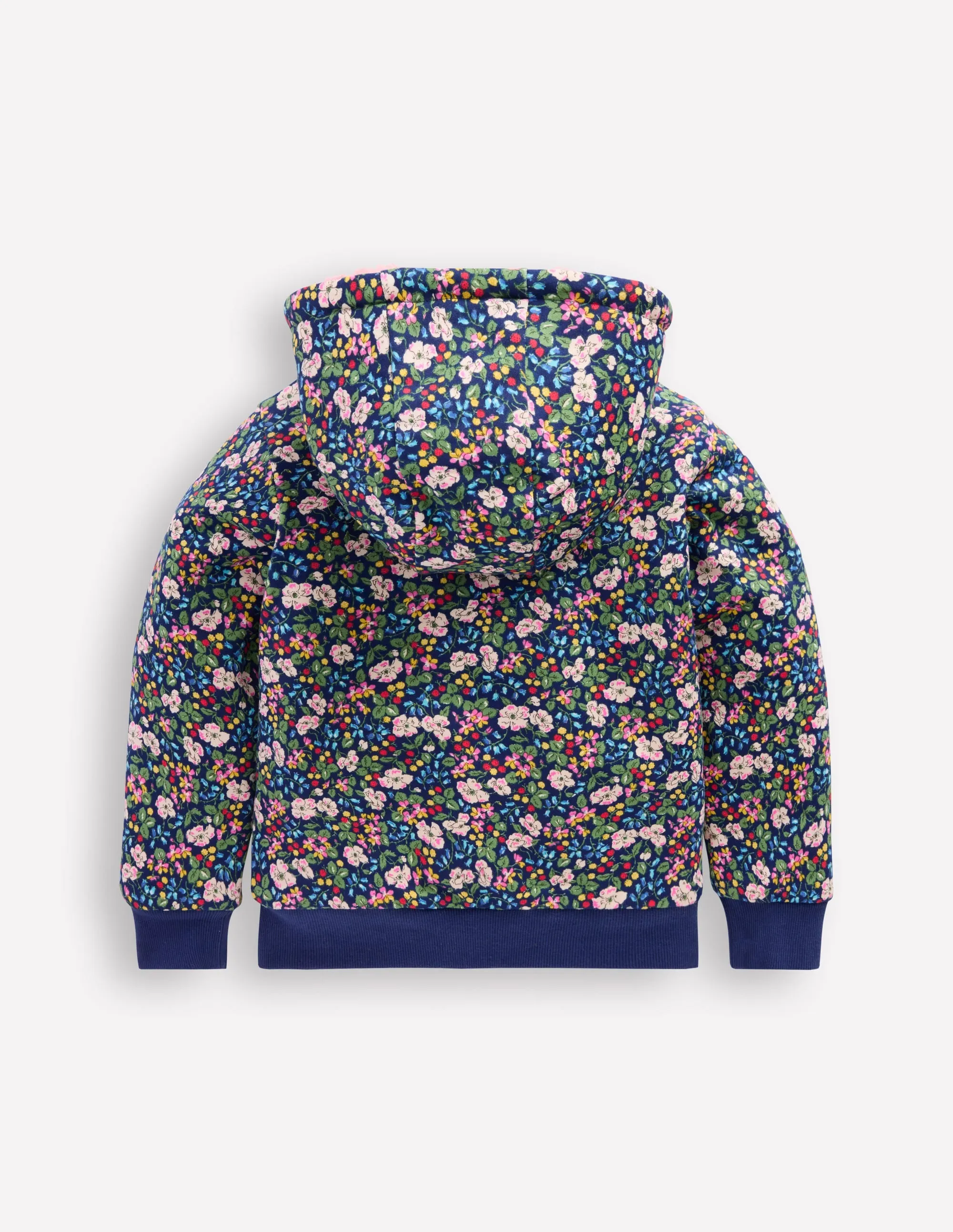 Reversible Borg Hoodie-Starboard Blue Berry Floral Seasonal Wear